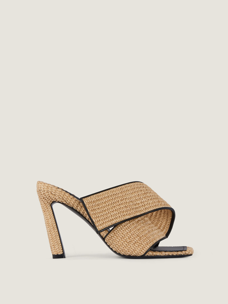 SLICED SQUARE RAFFIA-EFFECT HEELED MULES 2