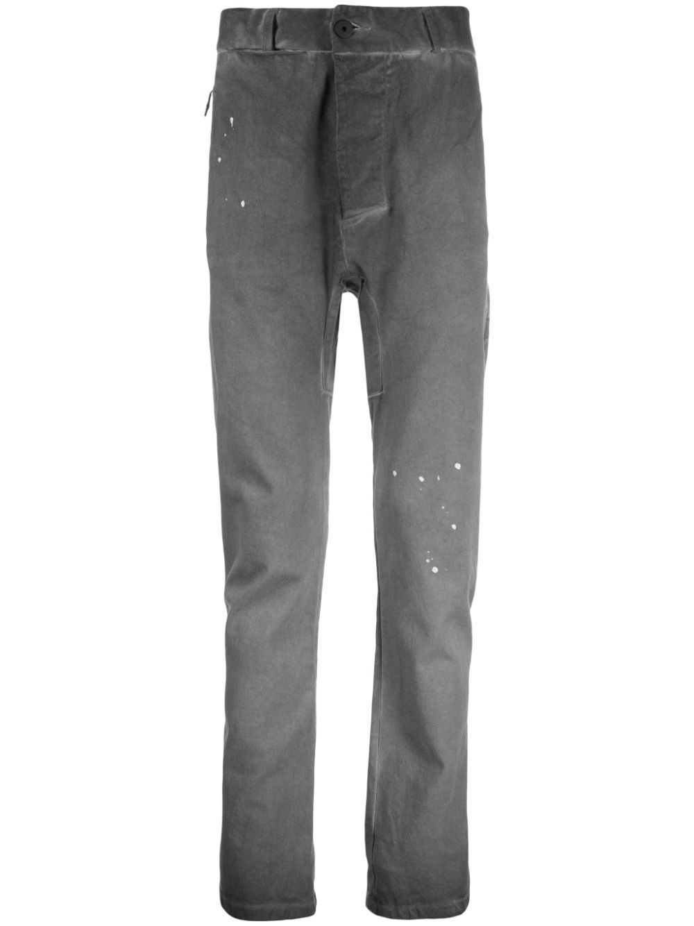 washed cotton slim-cut trousers - 1