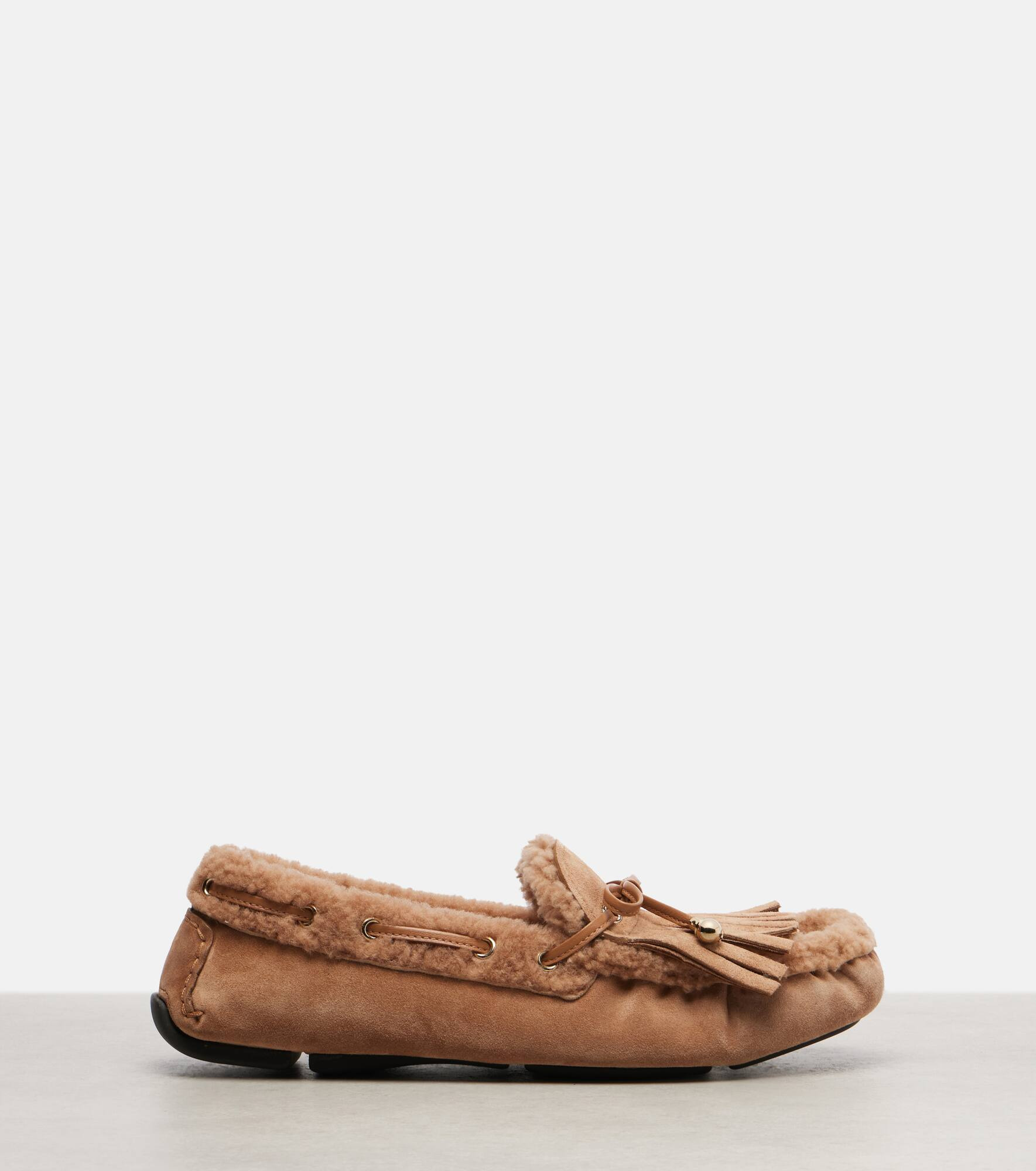 Manon F shearling-lined suede boat shoes - 4