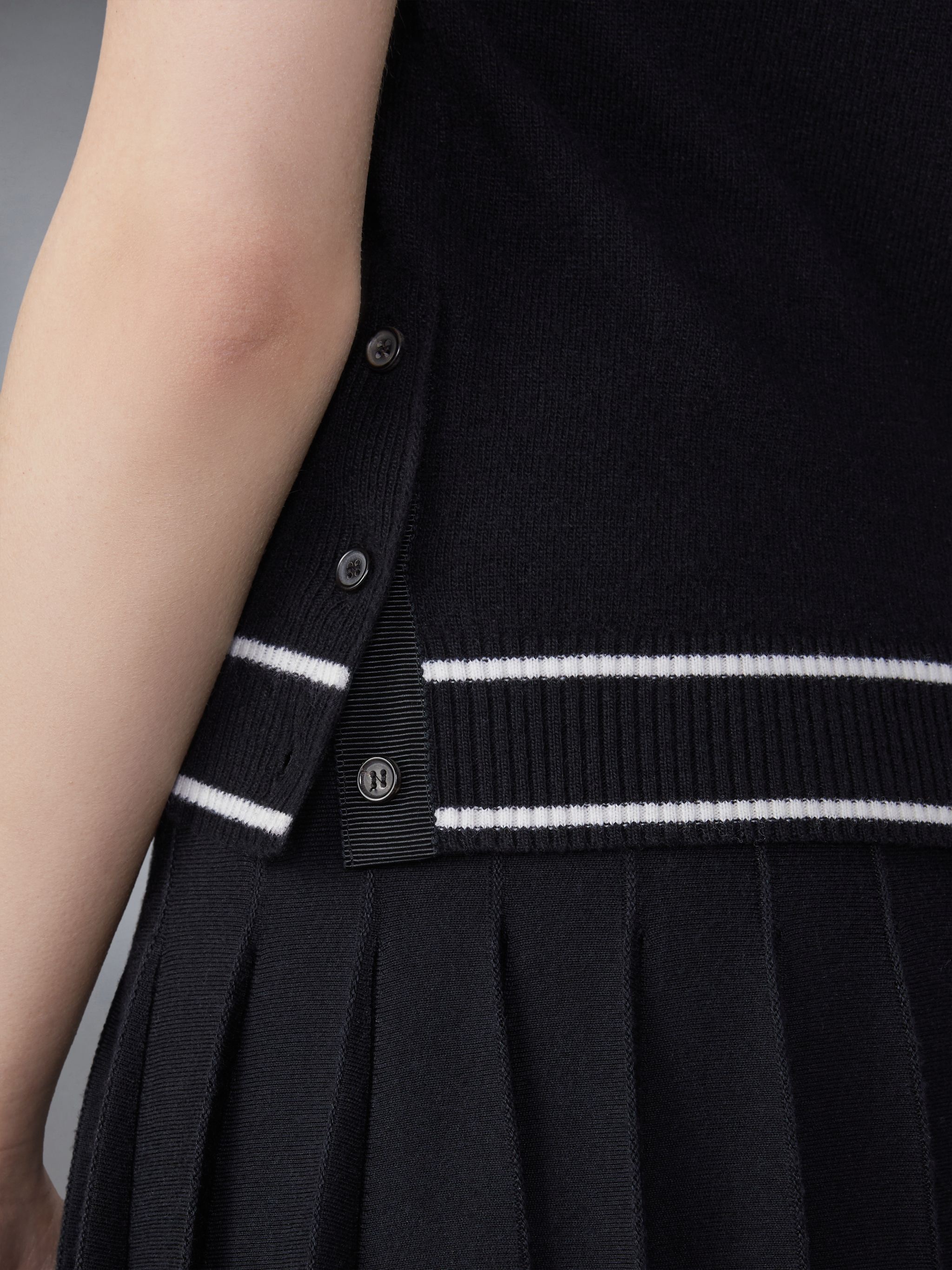 Merino Wool Pointelle Jersey Hector & Rose Sleeveless Polo - 5