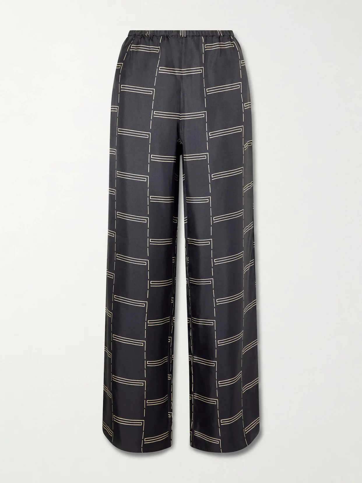 Printed Silk-twill Straight-leg Pants - 1