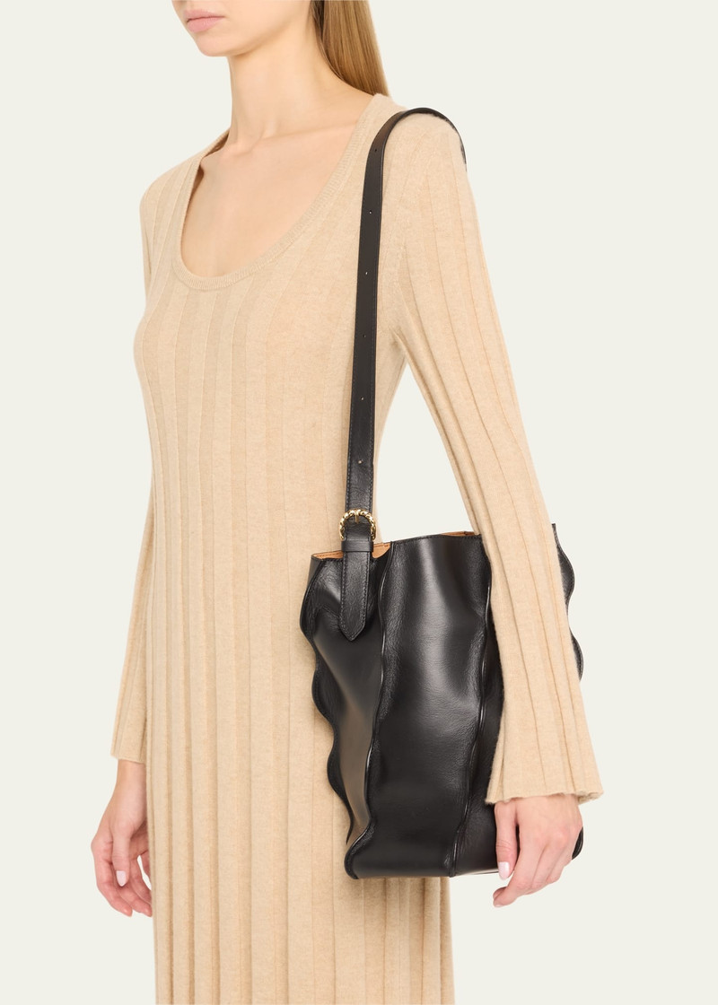 ULLA JOHNSON Adria Wave Pleated Leather Bucket Bag outlook