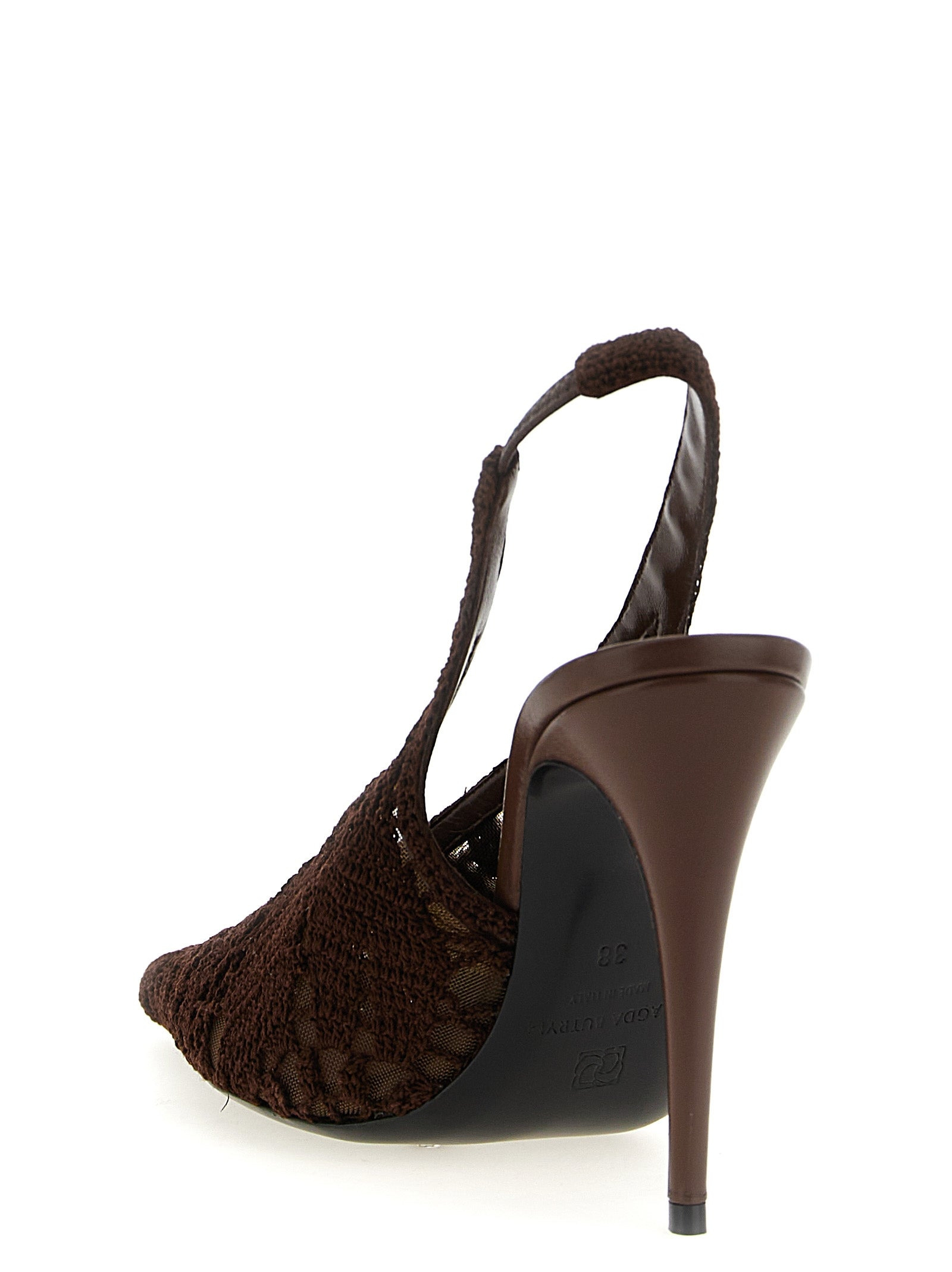 Crochet Slingback Pumps Brown - 3
