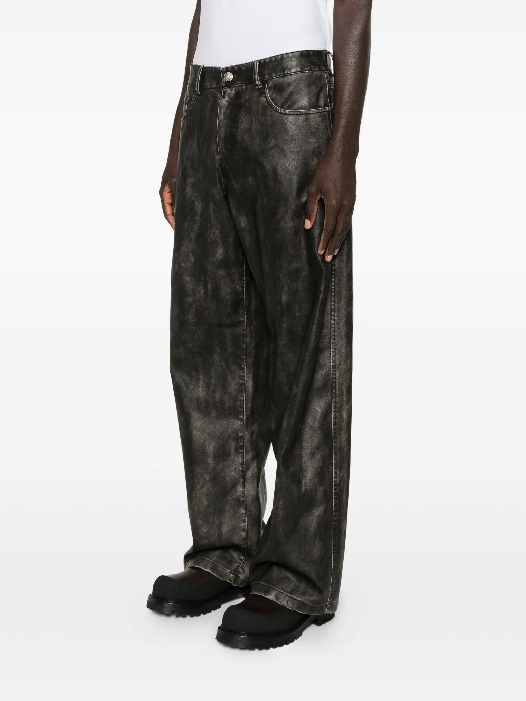 Palm Angels Curved Logo Coated Trousers - 3