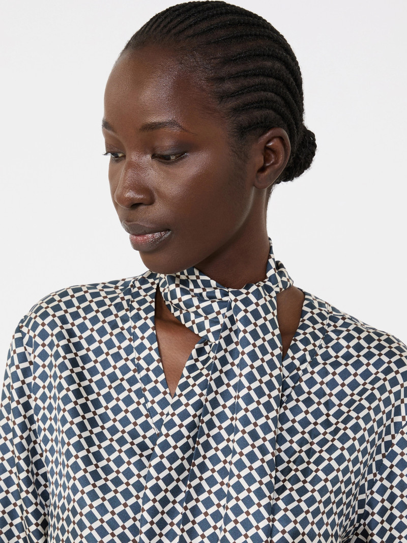 VITTORIA Printed silk shirt - MIDNIGHTBLUE 5