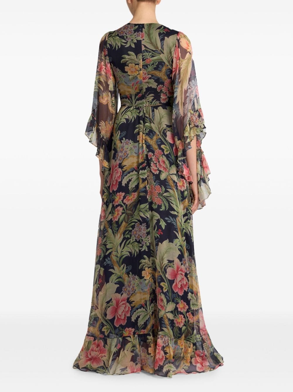 floral-print silk maxi dress - 3