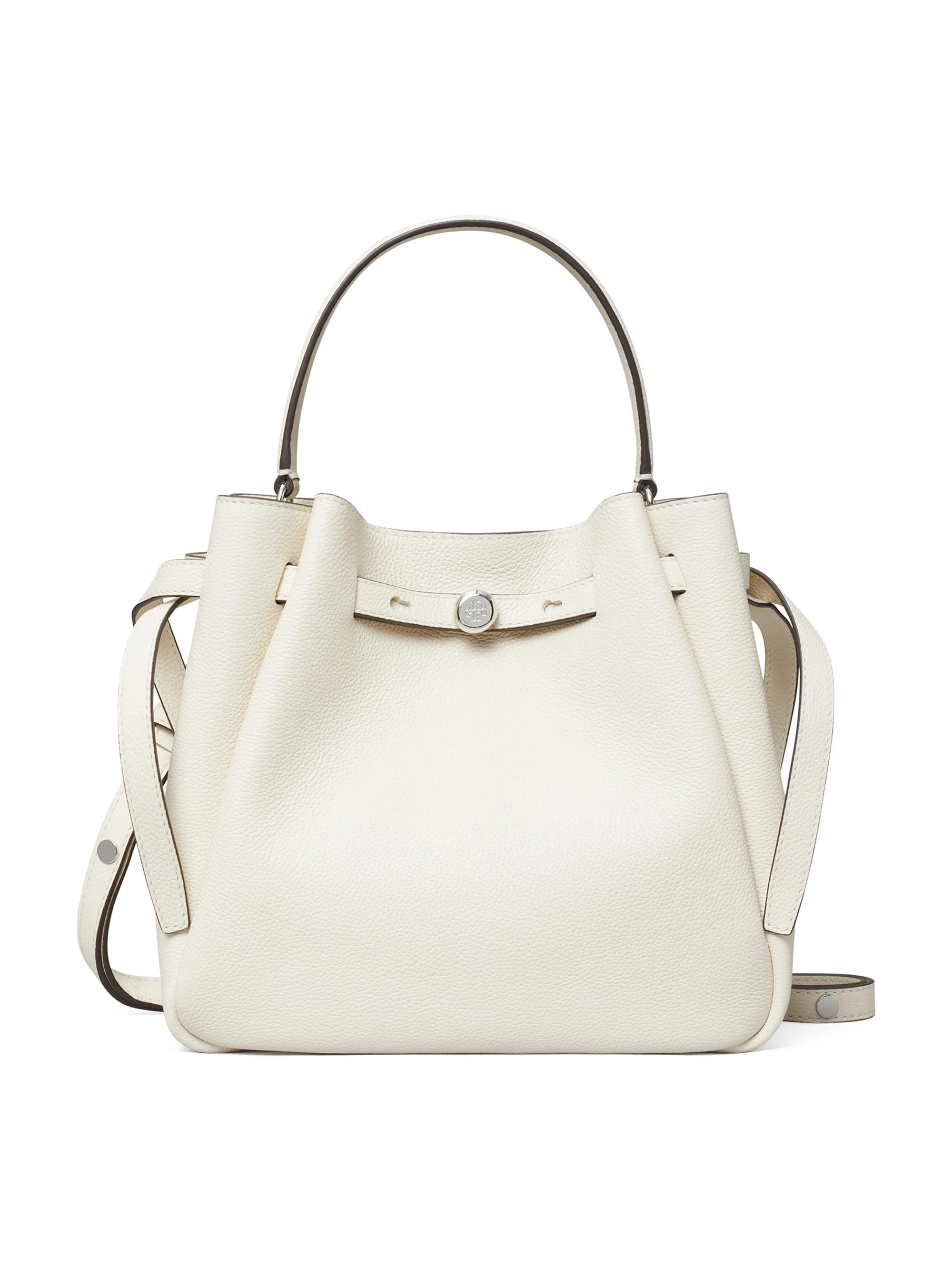 Women's Romy Pebbled Leather Bucket Bag - Light Cream - 1