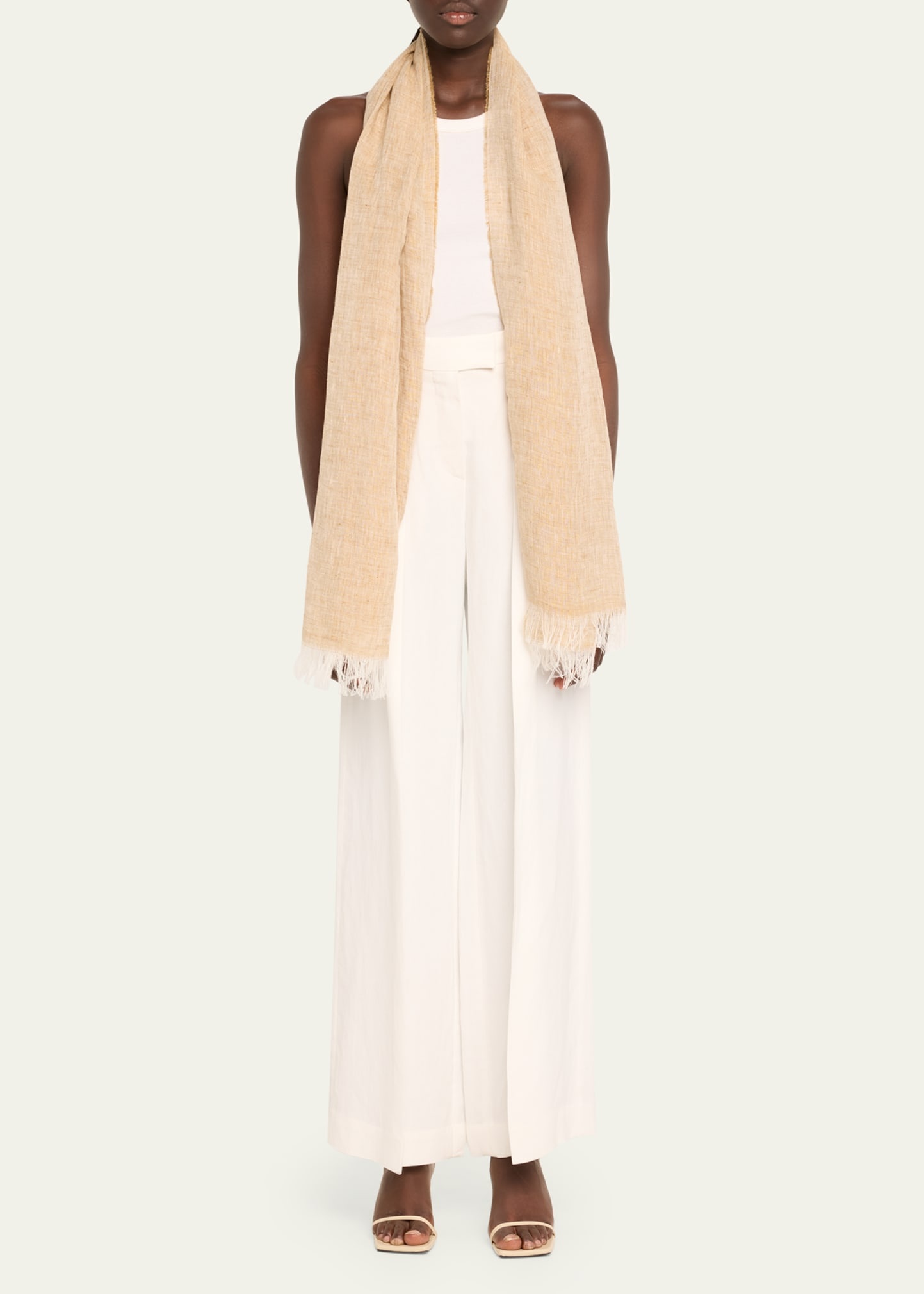 Alfredo Fringed Flax Scarf - 2