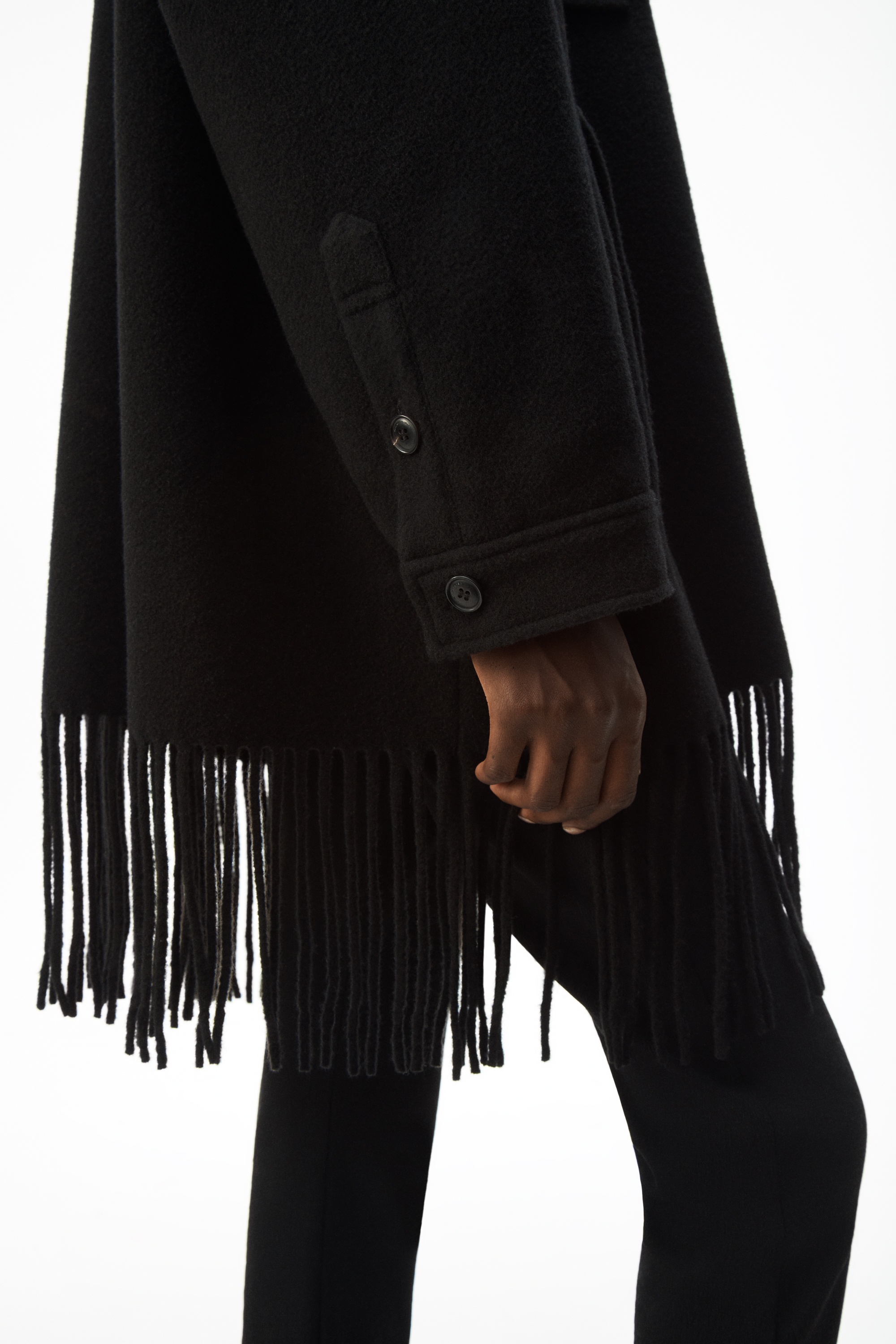 WOOL FRINGE PEACOAT - 4