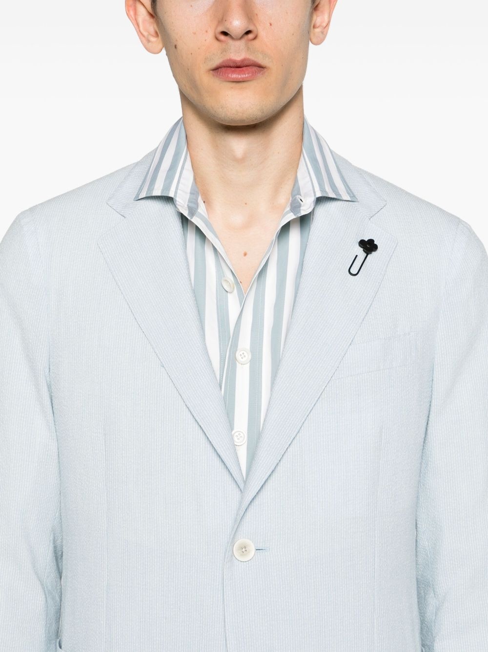 striped single-breasted blazer - 5