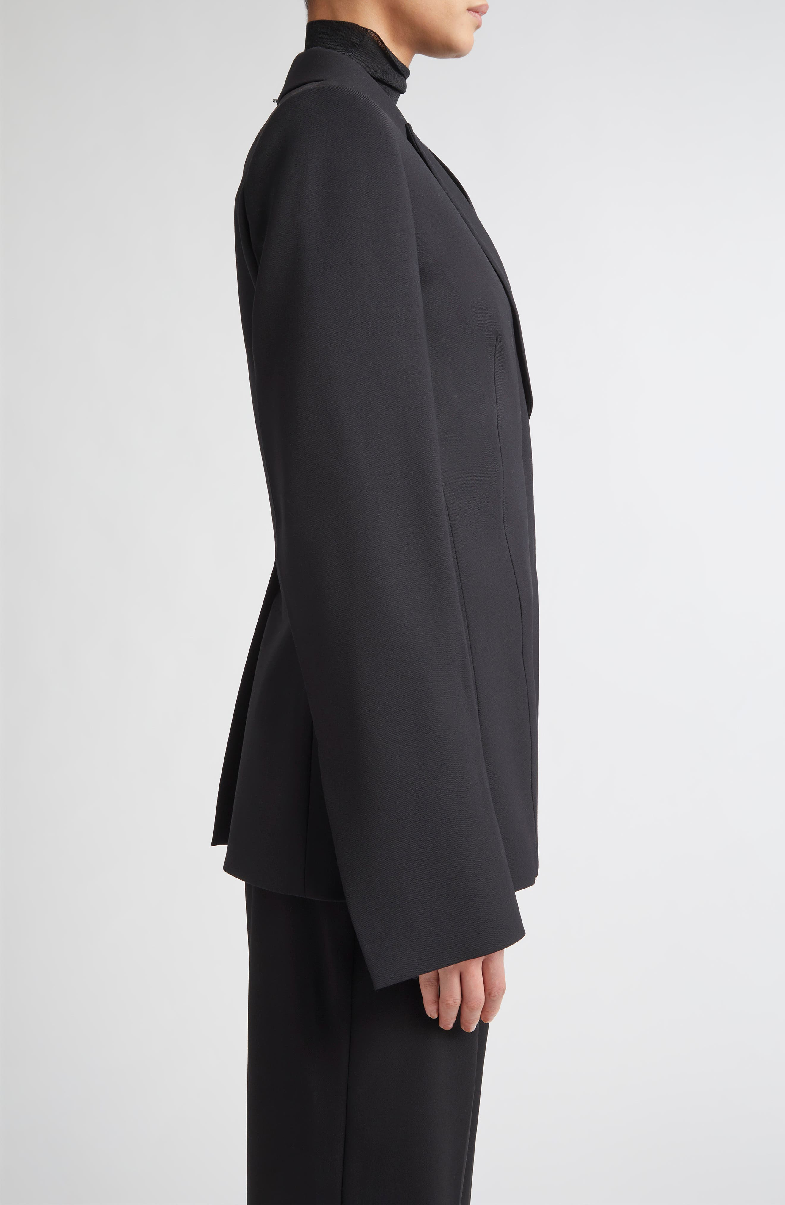 SPORTMAX Cocco Double Breasted Stretch Wool Blazer in Black at Nordstrom - 3