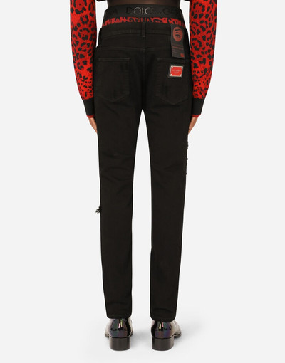 Dolce & Gabbana Black slim-fit stretch jeans with patch detailing outlook