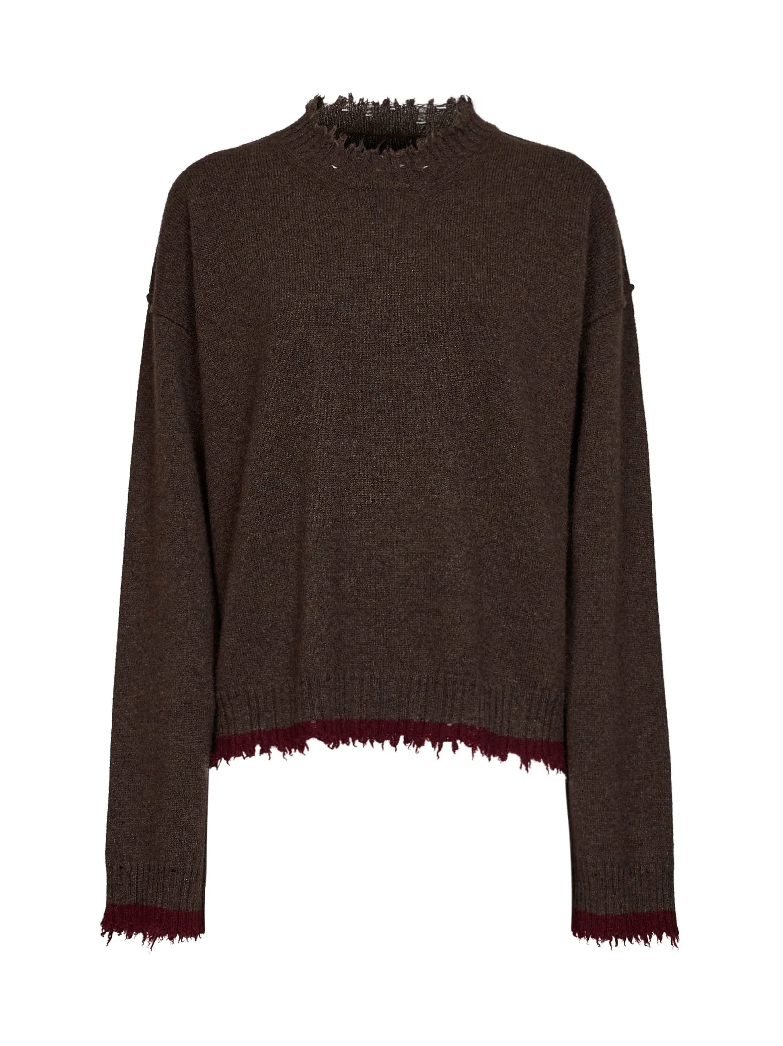 Brown cashmere sweater with contrasting trims - 1