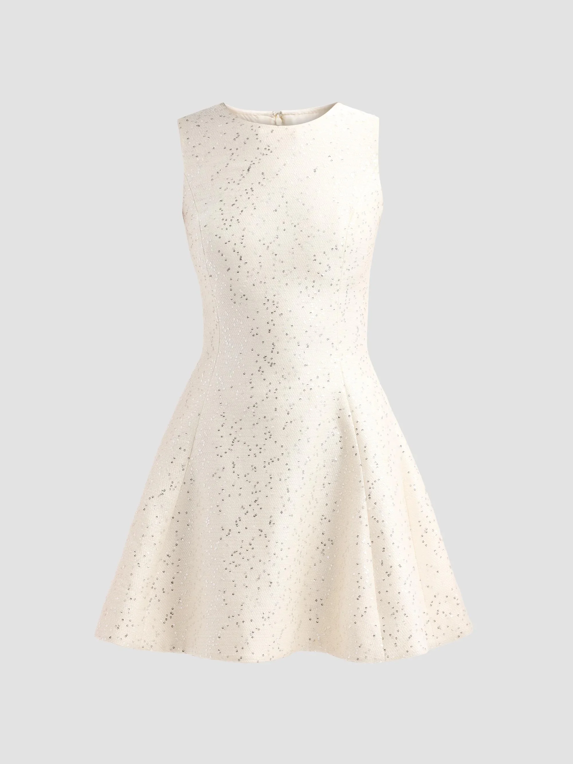 Women's Sequin Tweed Sleeveless Day Dress - Ivory - 1