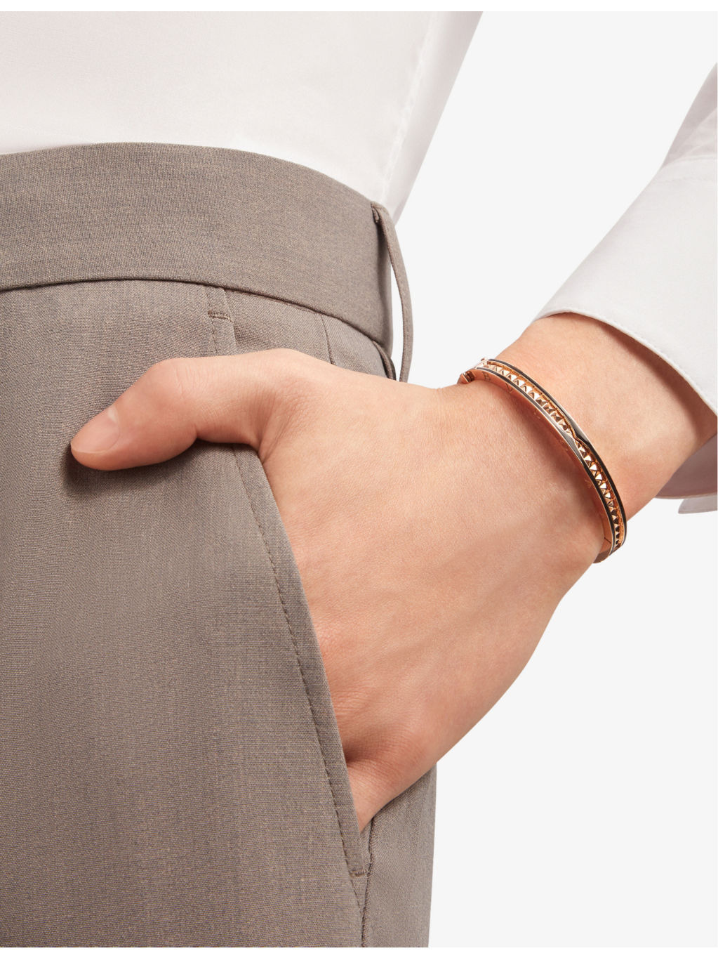 B.zero1 18ct rose-gold and ceramic bangle bracelet - 2
