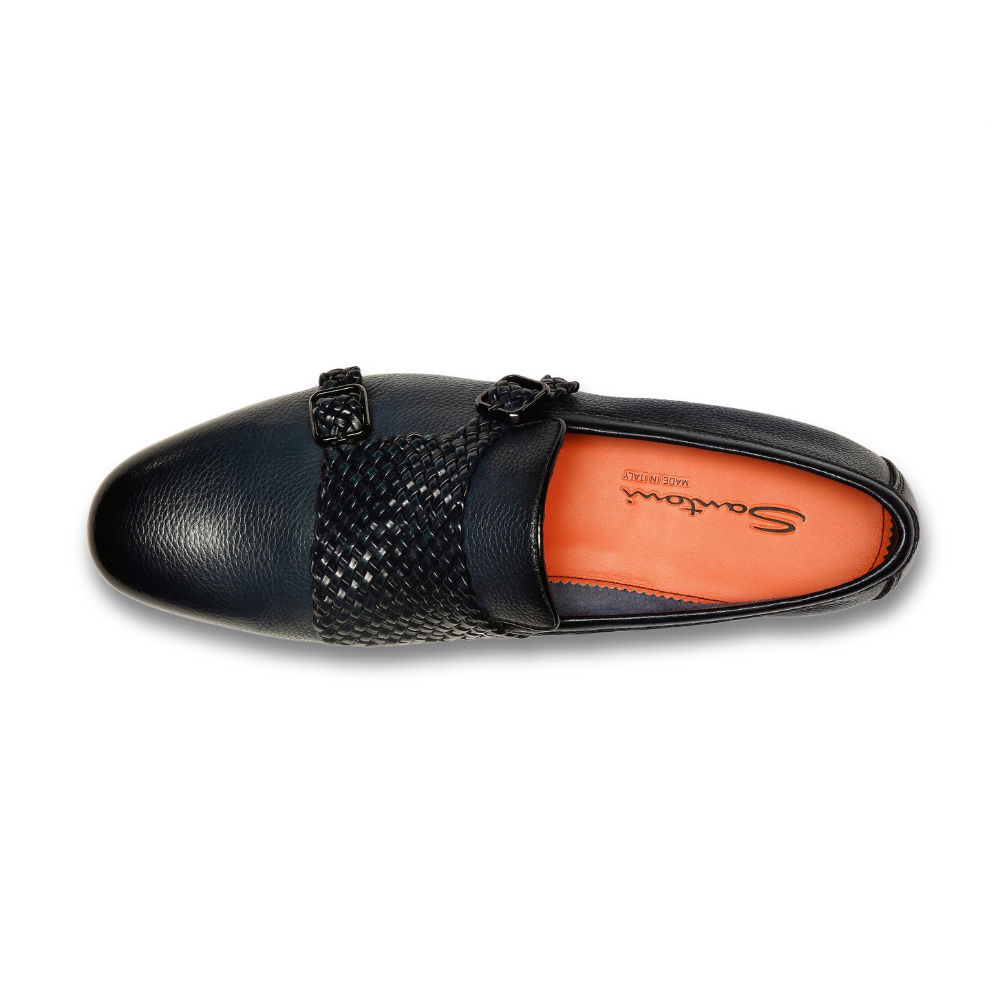 Men's blue tumbled leather double-buckle loafer - 5