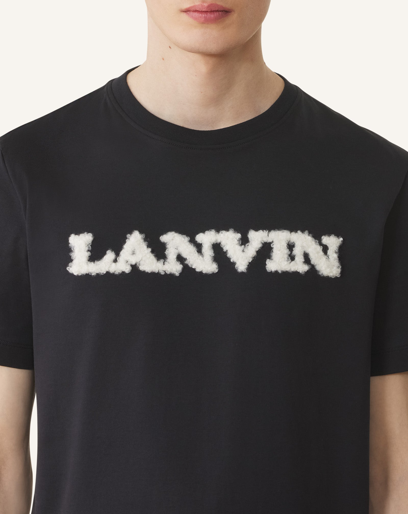 LANVIN SHEARLING DETAIL T-SHIRT - 5