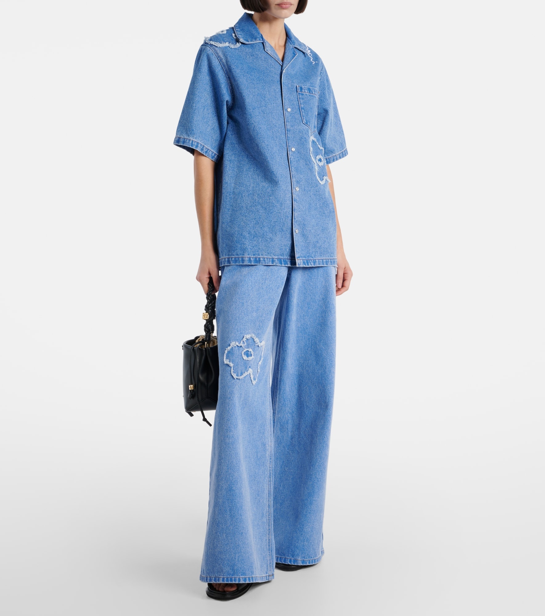 Patch-appliqué wide-leg jeans - 2
