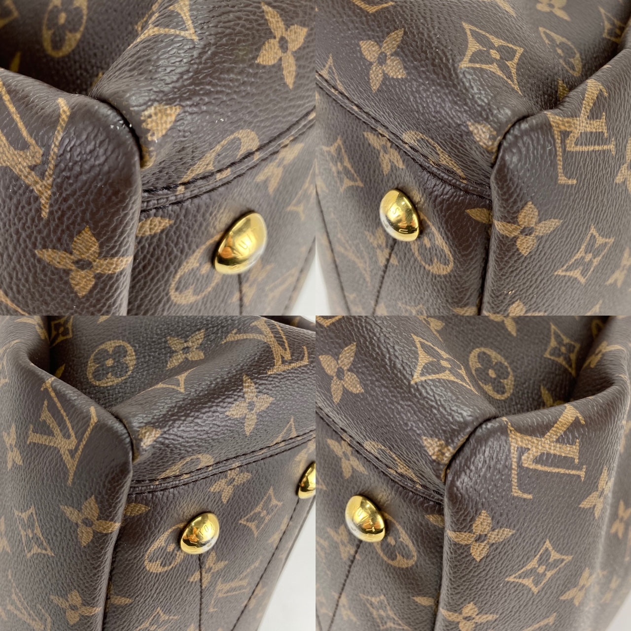 Louis Vuitton Monogram Canvas Red Leather Pallas Shopper Hand Tote Bag Preowned