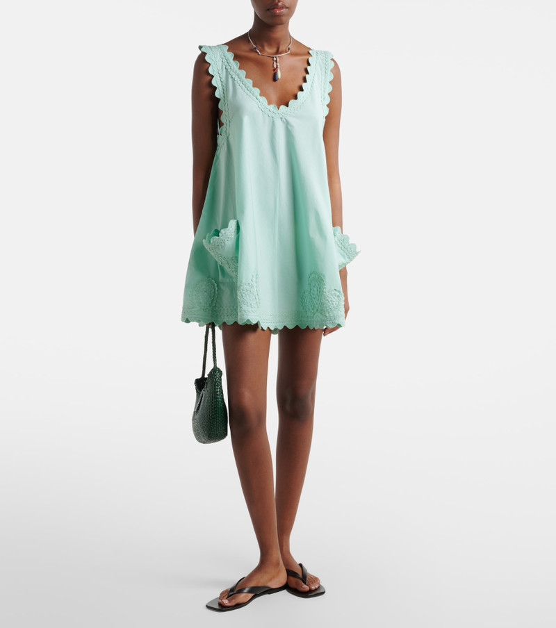 juliet dunn Embroidered scalloped cotton poplin minidress outlook