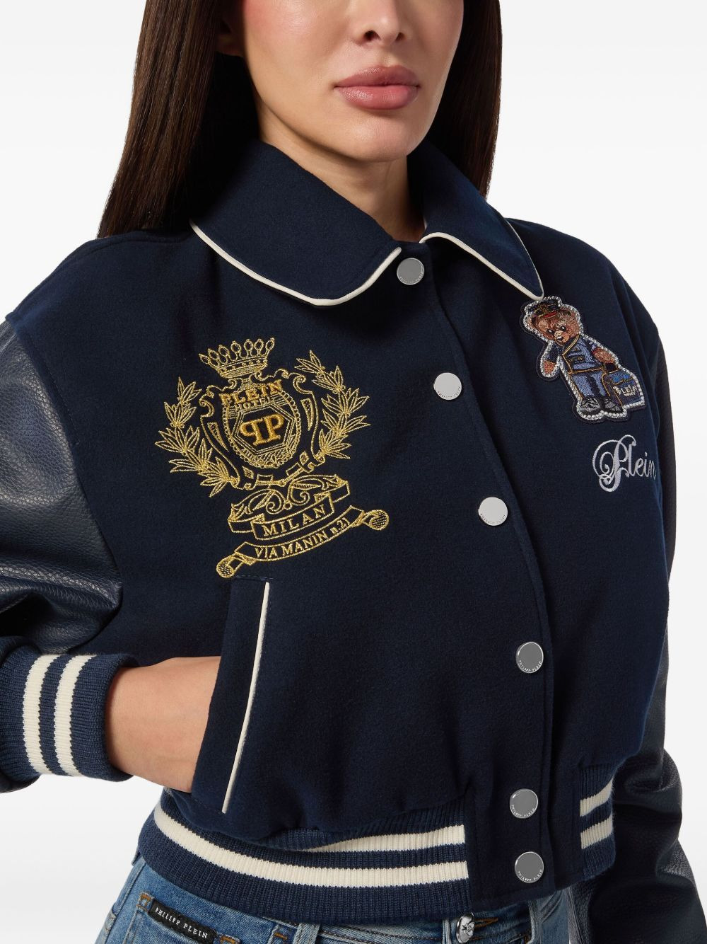 logo-patch bomber jacket - 5
