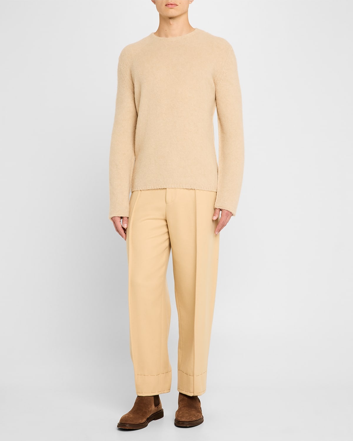 Men's Wool and Cashmere Wide-Leg Trousers - 2