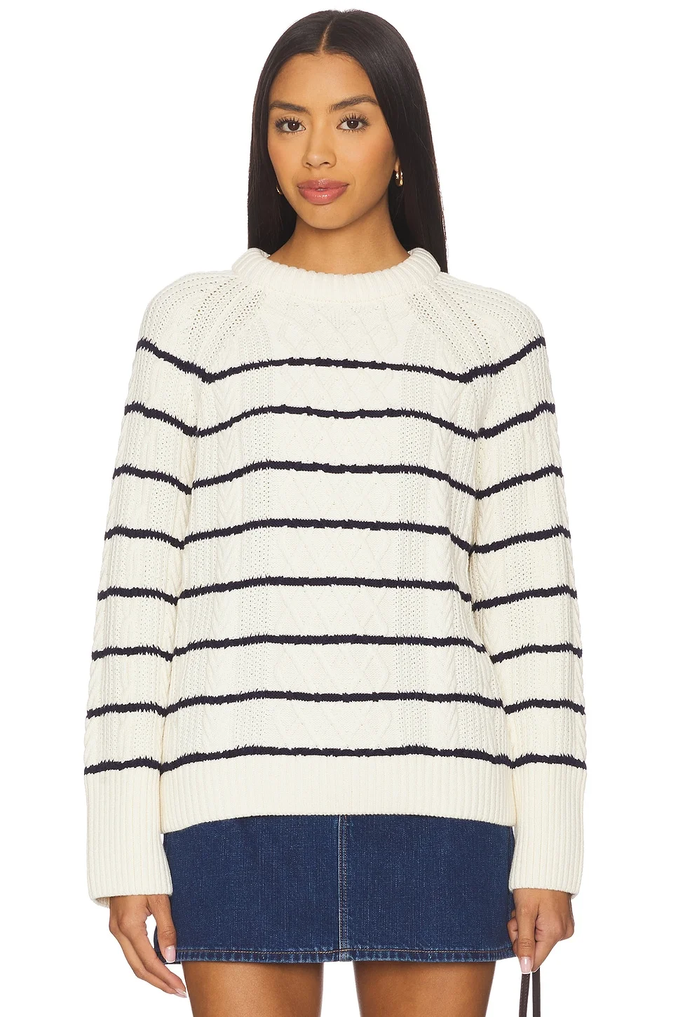 Striped Cable Sweater - 1