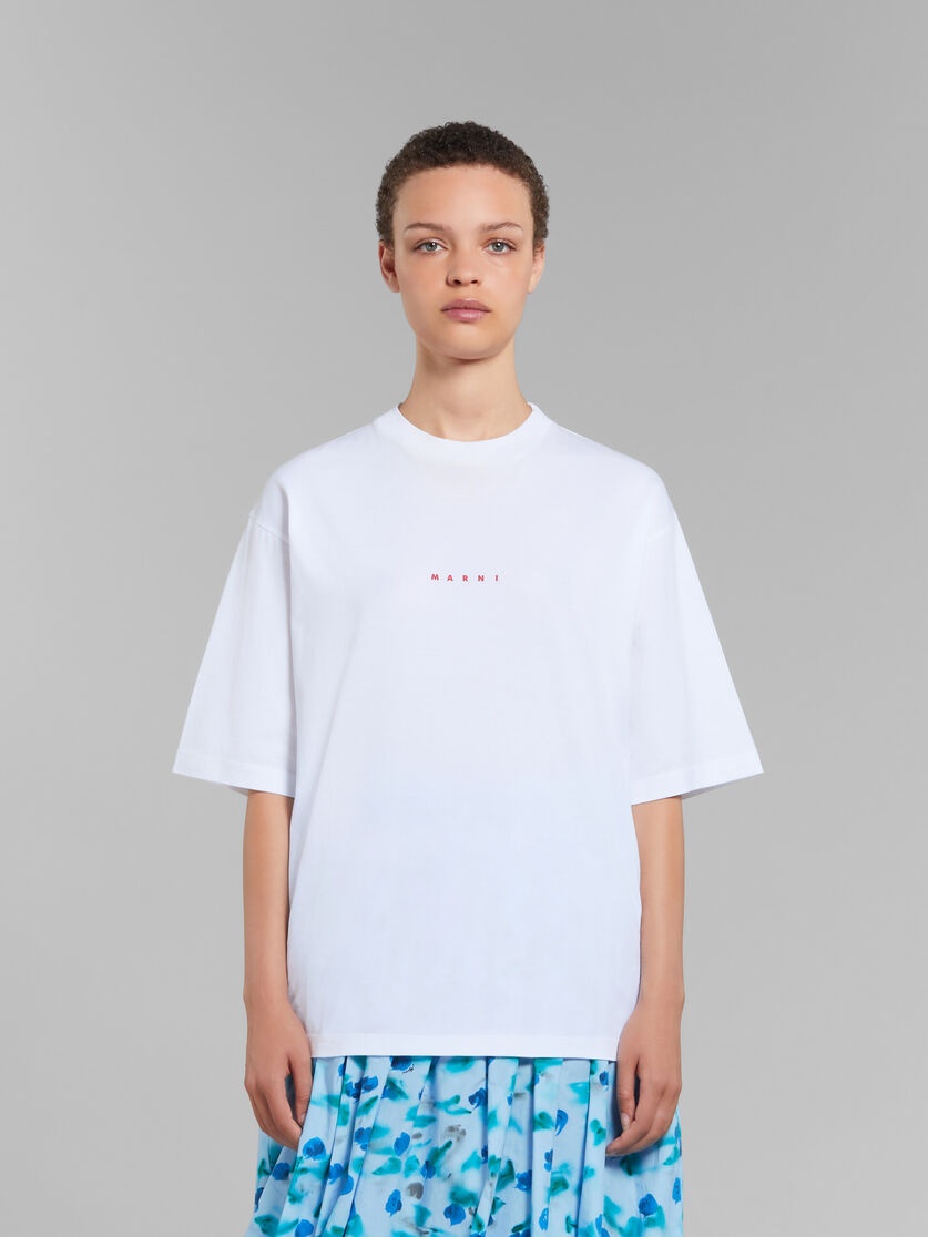 Marni WHITE ORGANIC COTTON T-SHIRT WITH LOGO outlook