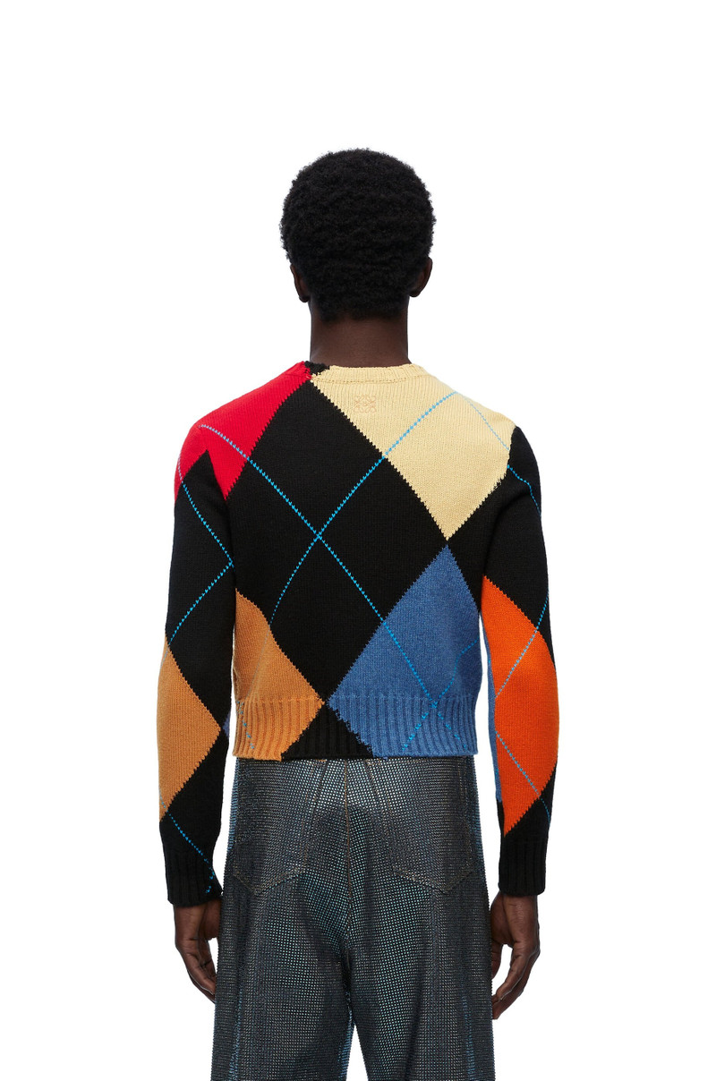 Cropped argyle sweater in cashmere 4