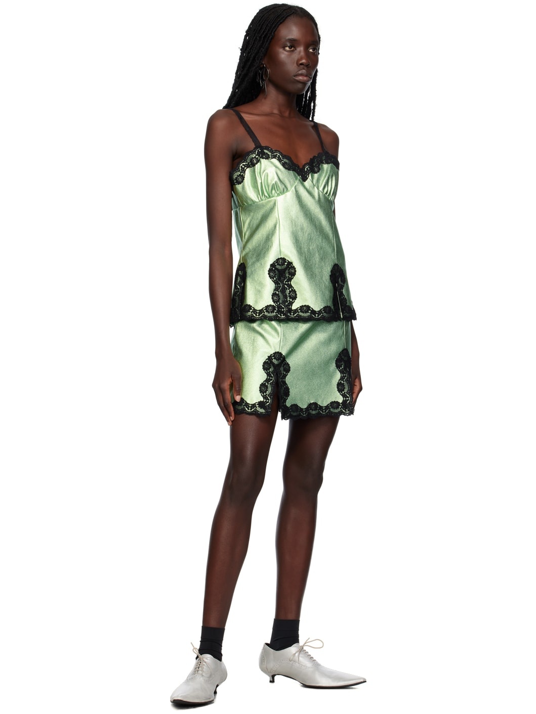 Green Metallic Faux-Leather Camisole - 4
