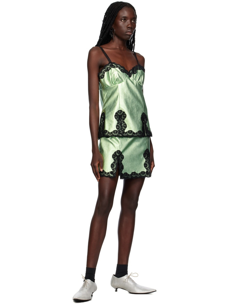 ANNA SUI Green Metallic Faux-Leather Camisole outlook