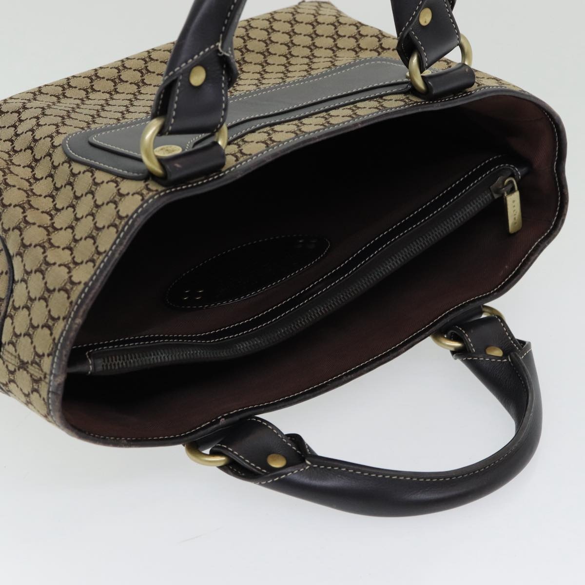 CELINE Macadam Canvas Hand Bag Beige Gold - 6