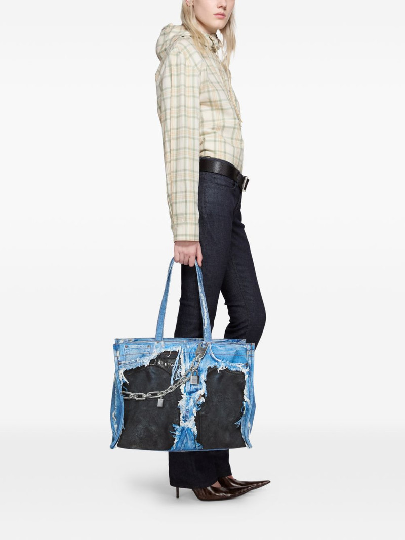 Acne Studios distressed padlock-detail tote bag outlook