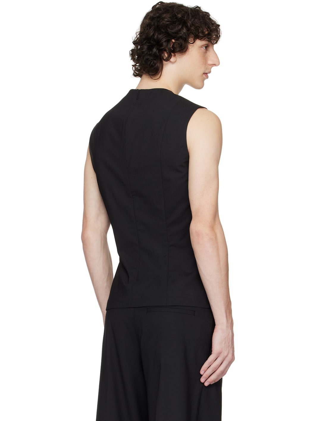 Black '032c Office Attire' Cropped Suit Top - 3