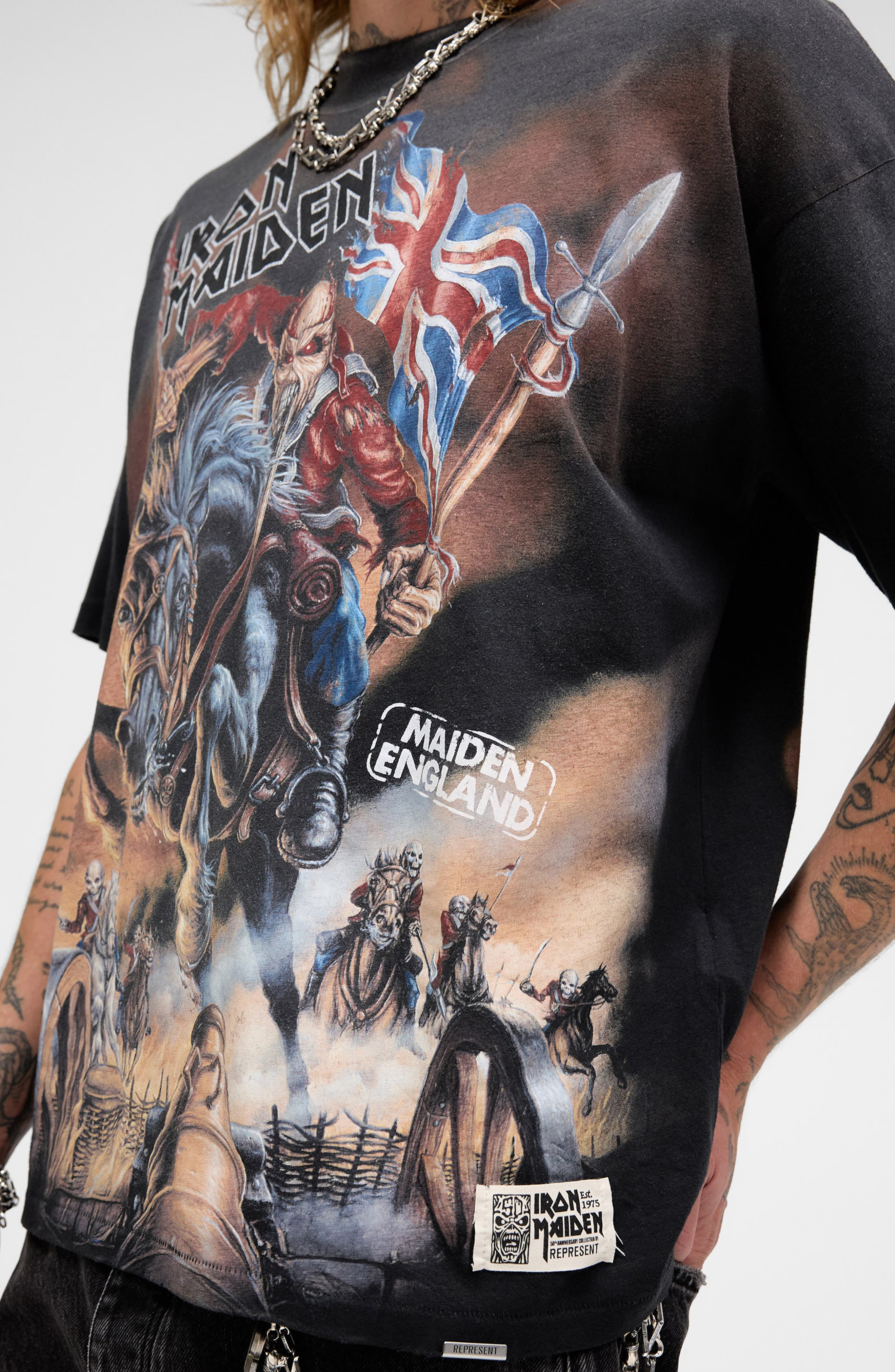 Represent Iron Maiden Steed Graphic T-Shirt in Stained Black at Nordstrom - 8