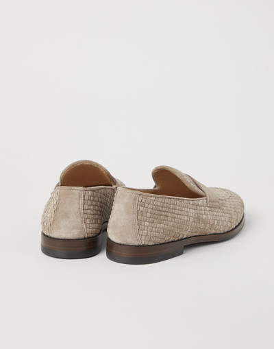 Brunello Cucinelli Woven suede penny loafers outlook