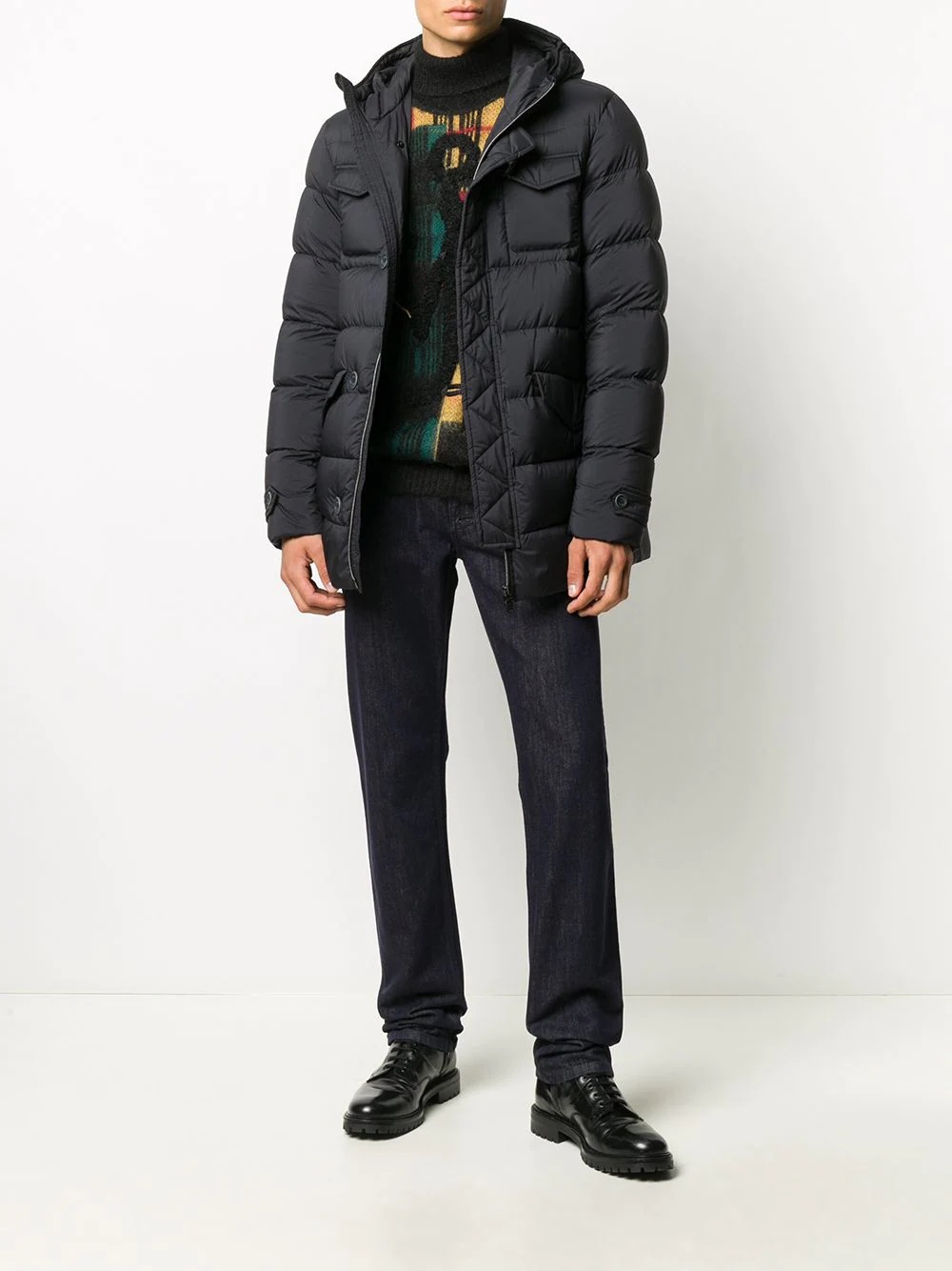 puffer jacket with button detail - 2