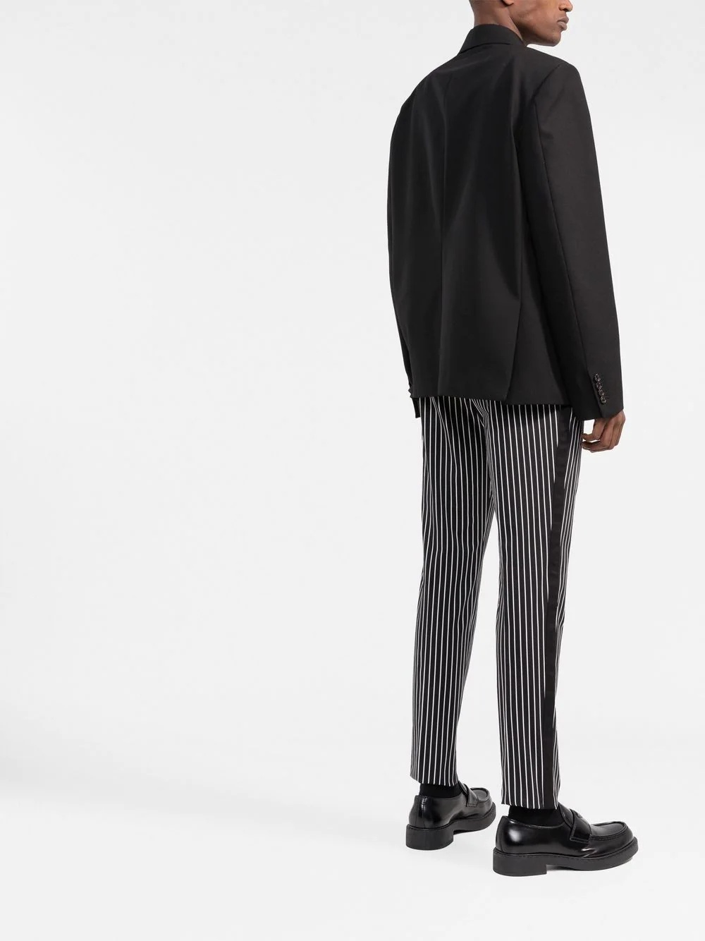 pinstripe-pattern tapered trousers - 4