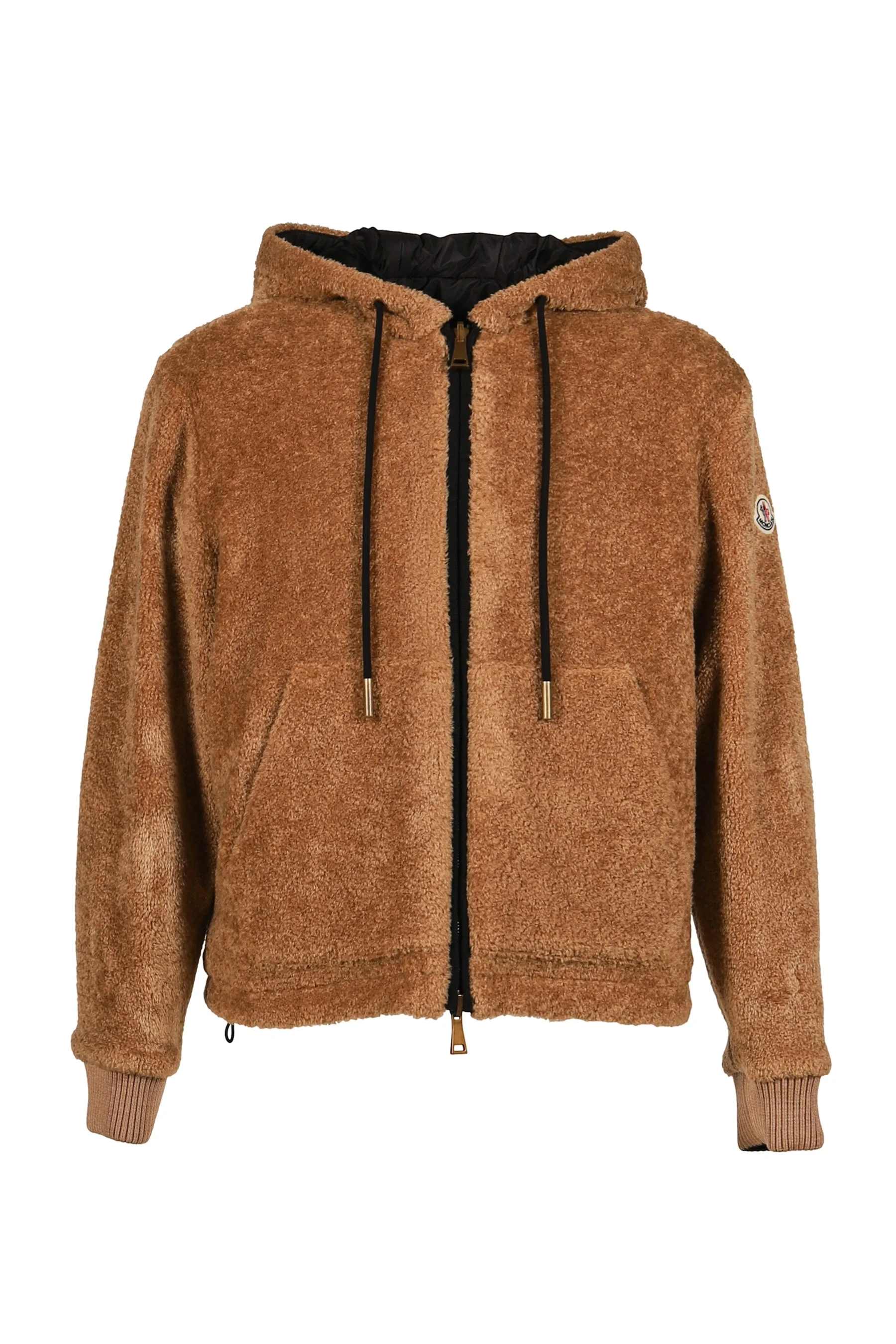 ZIP UP CARDIGAN / CAMEL X BLK - 1