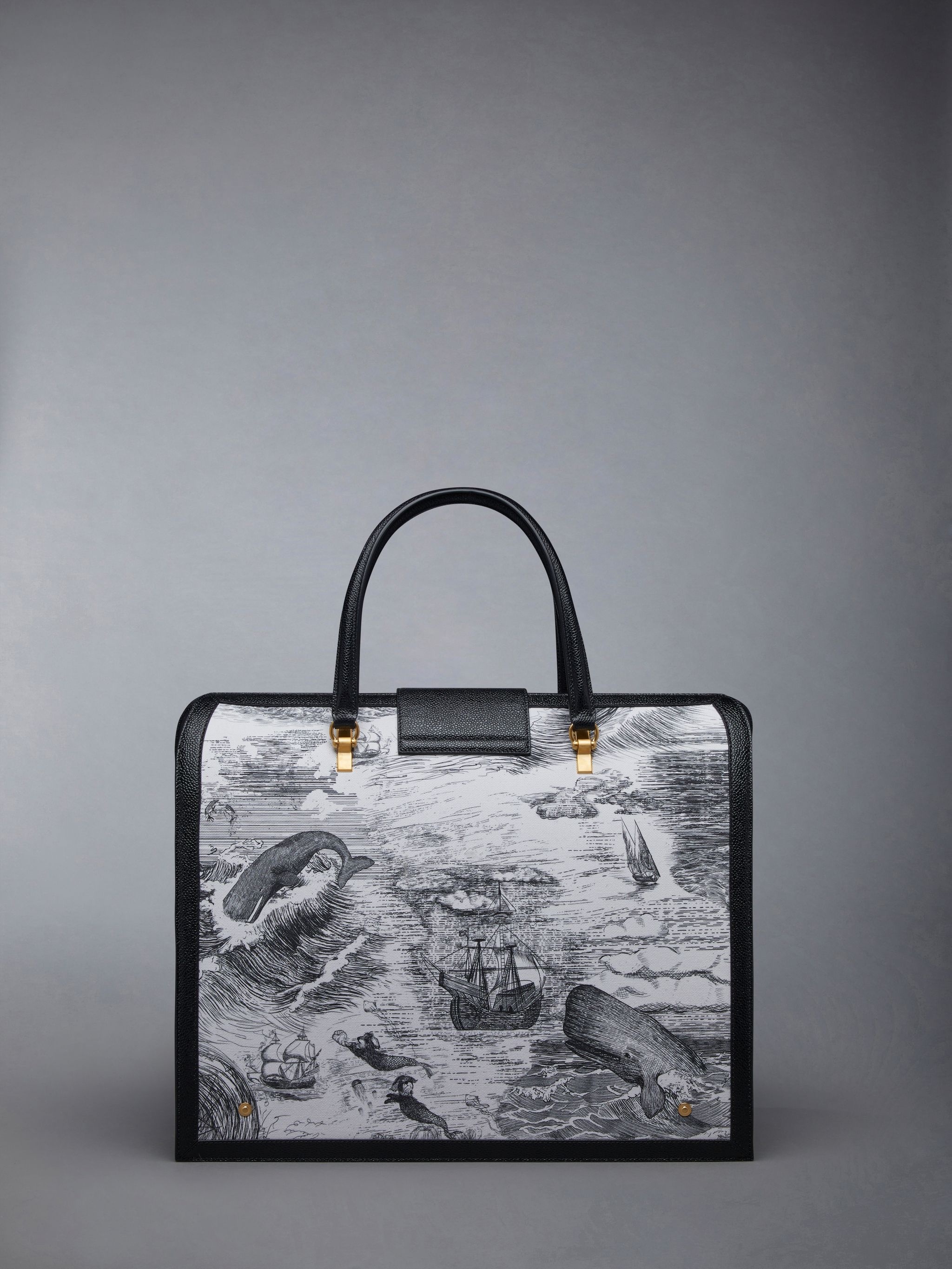 Nautical Toile Canvas Leather Frame Mr. Thom Bag - 3