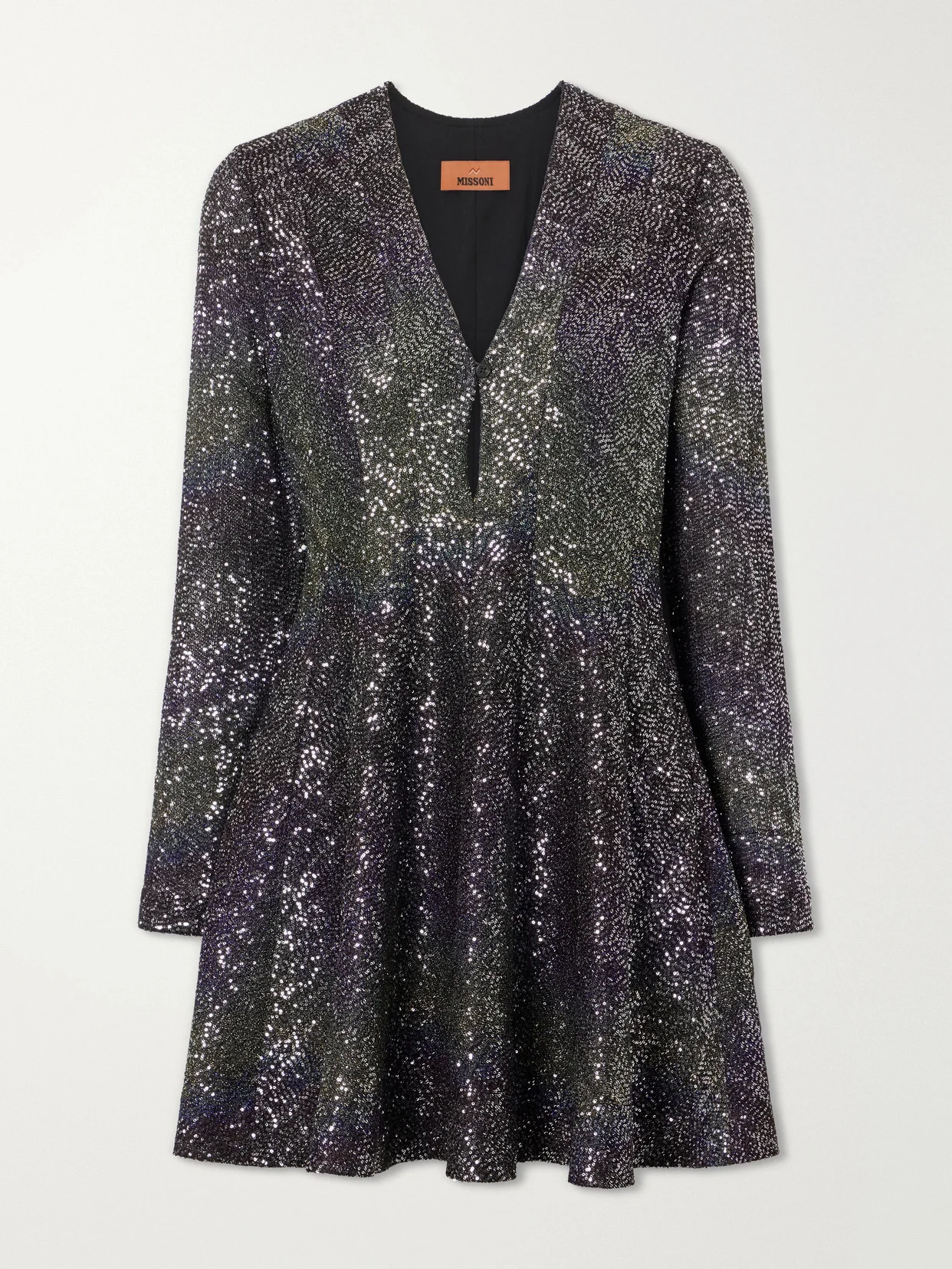 missoni metallic crochet knit dress Sequin-embellished metallic crochet-knit mini dress - blue