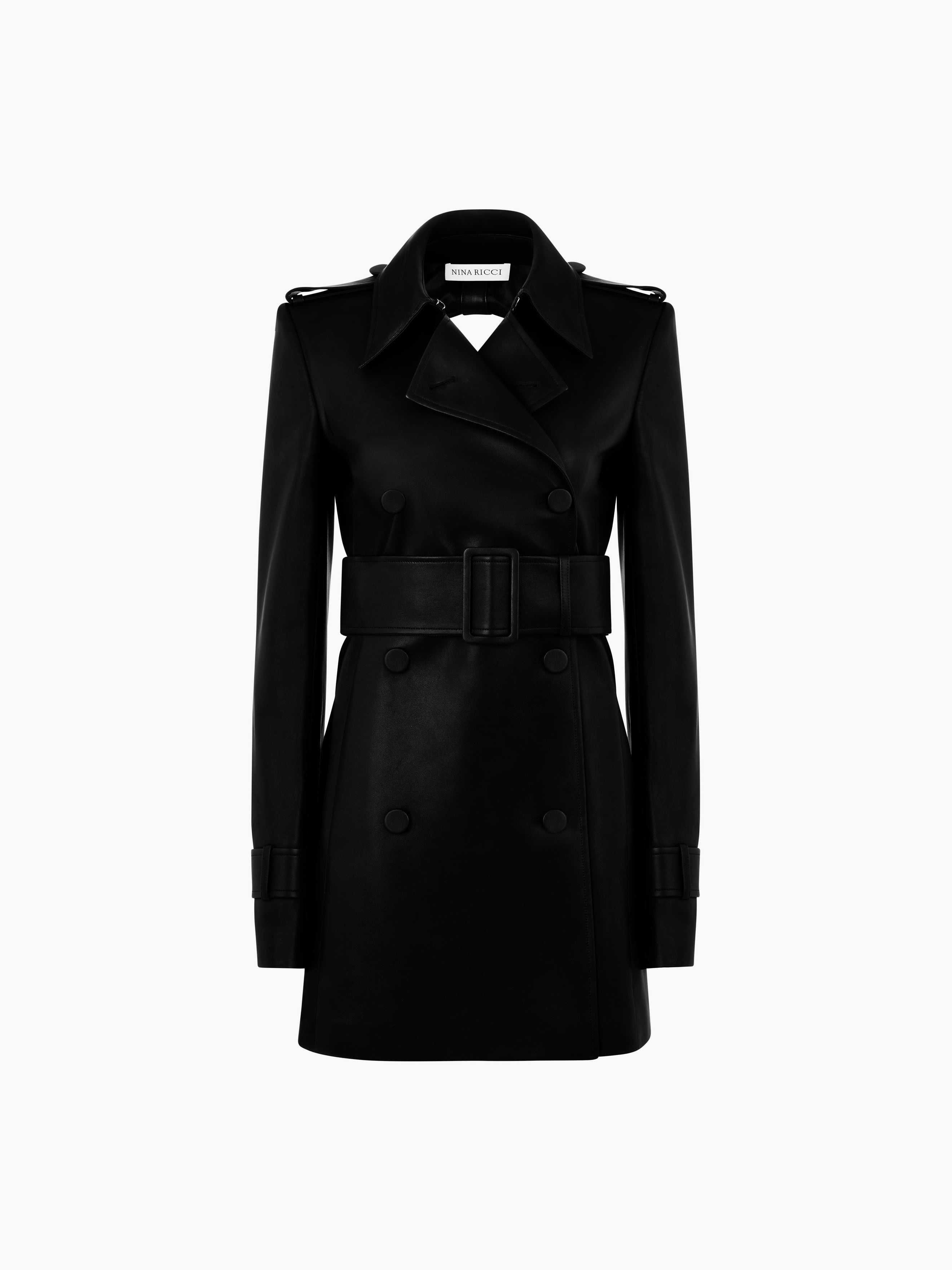 HALTER TRENCH COAT IN NAPPA LEATHER - 5