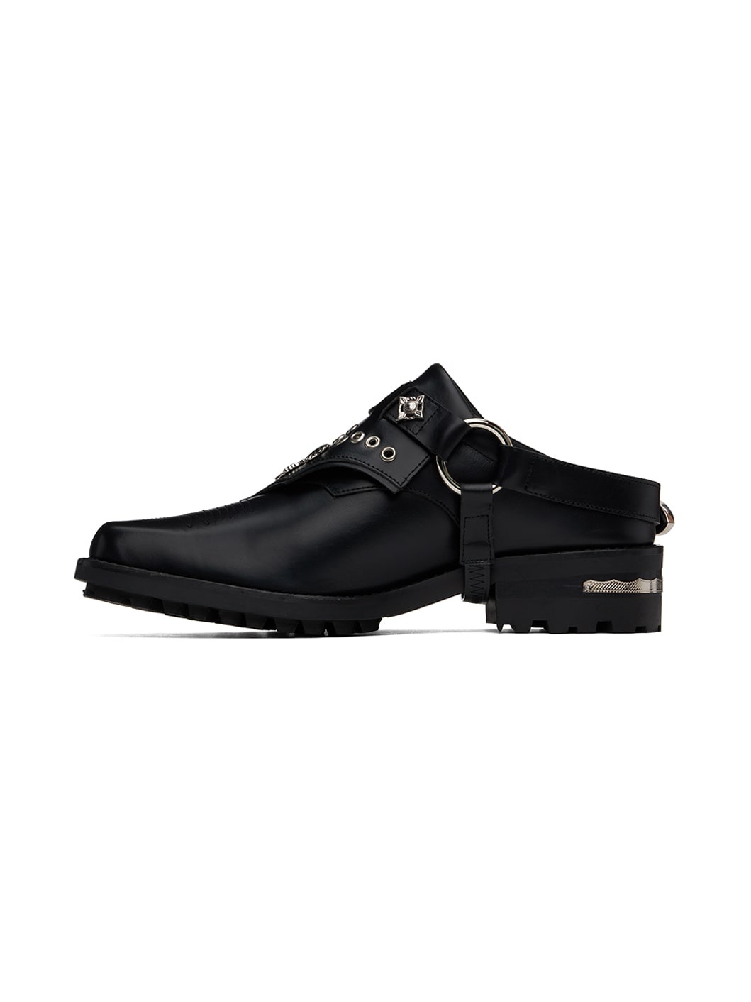 Black Leather Slip-on Loafers - 3