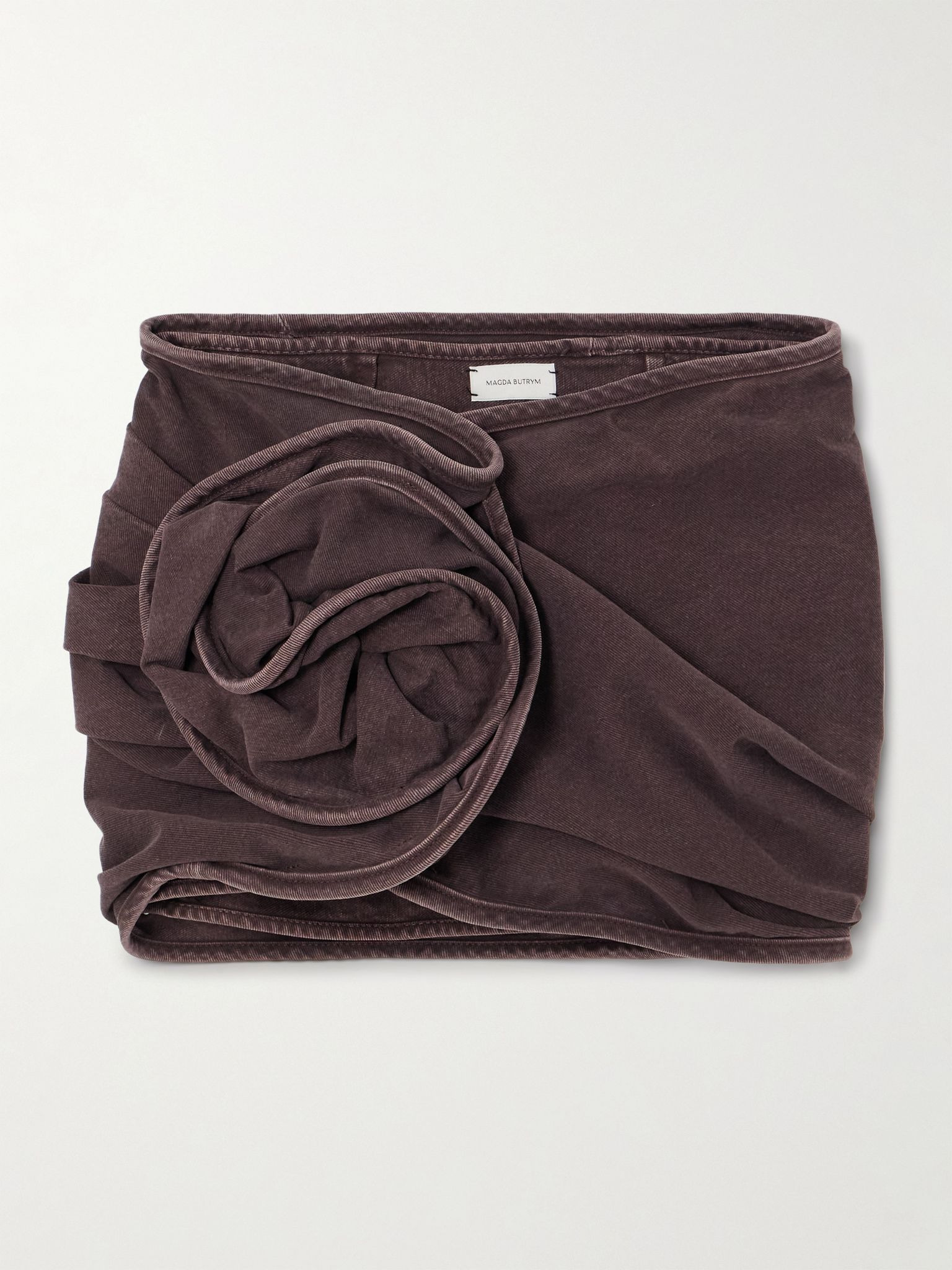 Twist-front denim mini skirt Brown - 1
