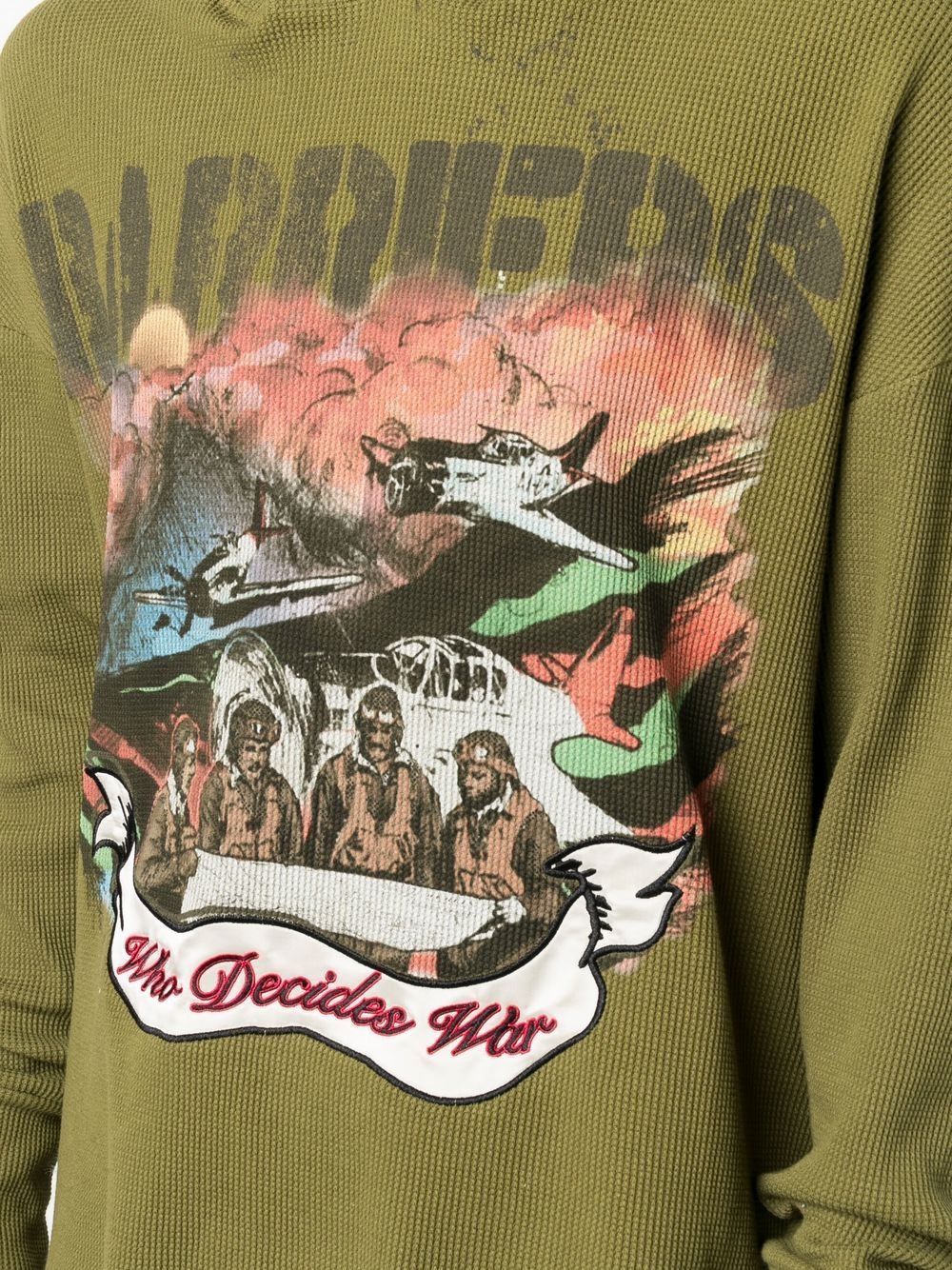 graphic-print raw-hem hoodie - 5