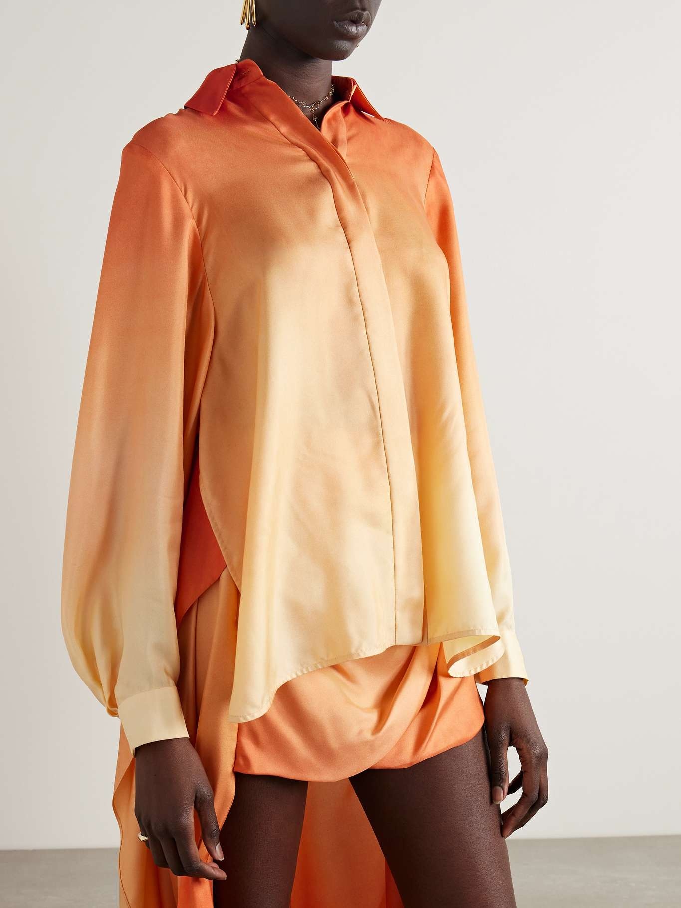 Tranquility asymmetric ombré silk-twill shirt - 3