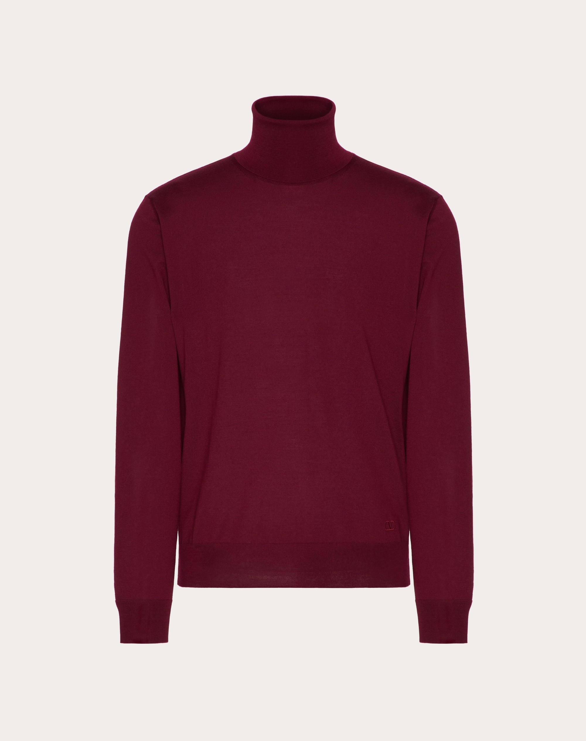 HIGH-NECK WOOL SWEATER WITH VLOGO SIGNATURE EMBROIDERY - 1