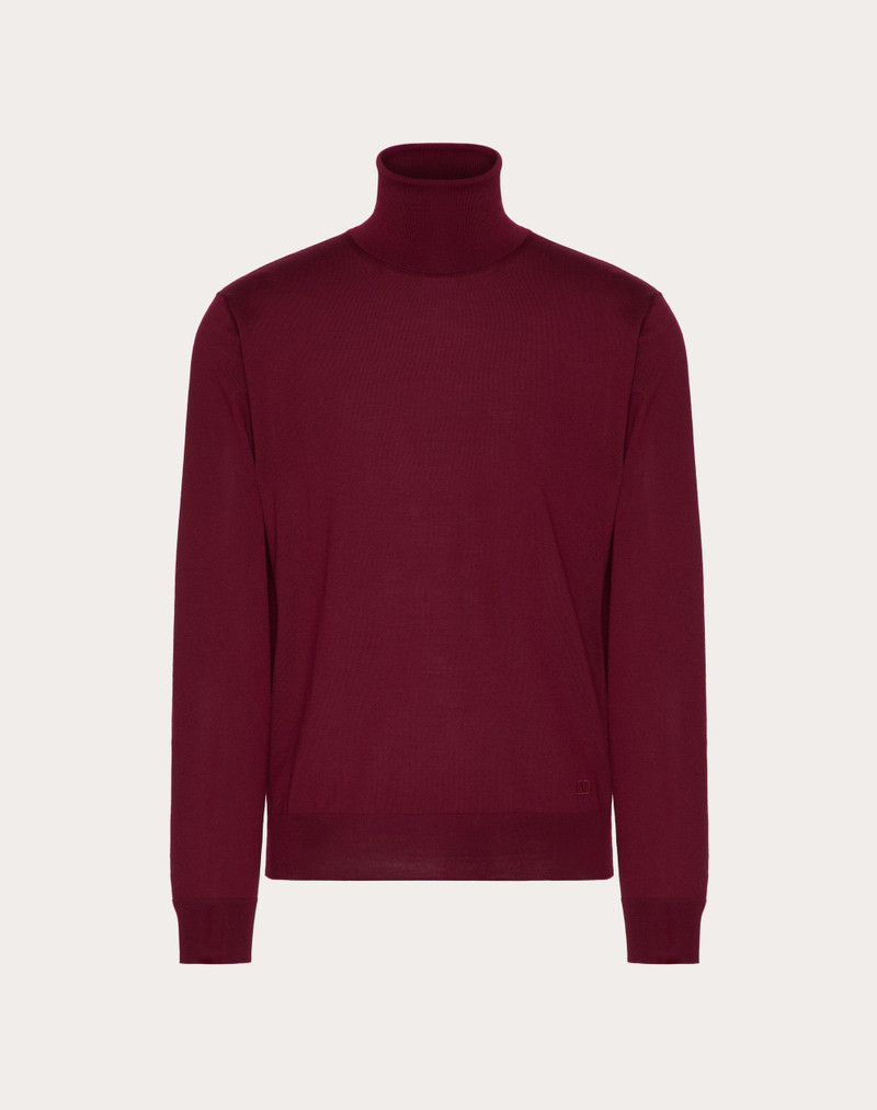 HIGH-NECK WOOL SWEATER WITH VLOGO SIGNATURE EMBROIDERY 1