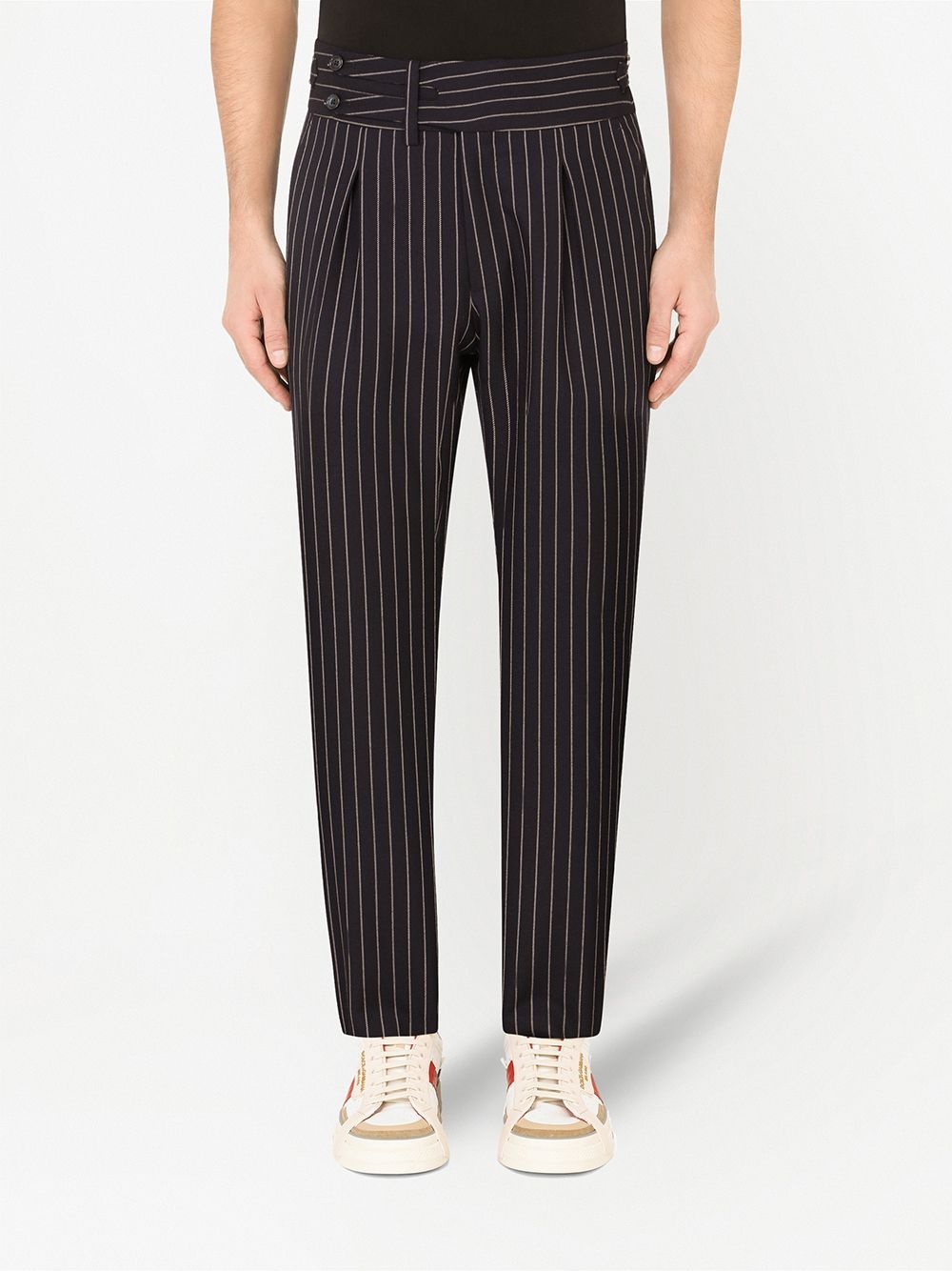 pinstripe wool-blend trousers - 3