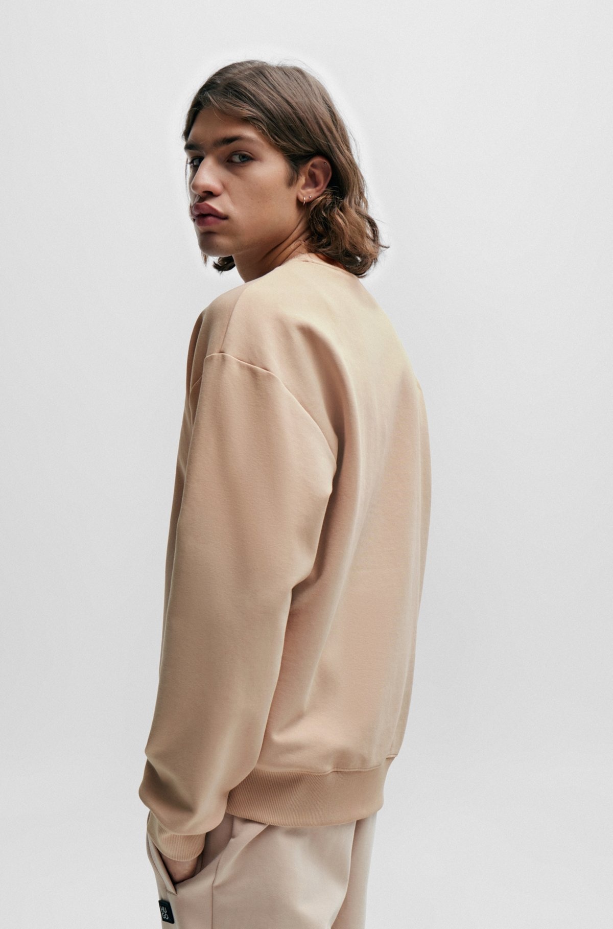STRETCH-COTTON REGULAR-FIT SWEATSHIRT WITH STACKED LOGO - 5